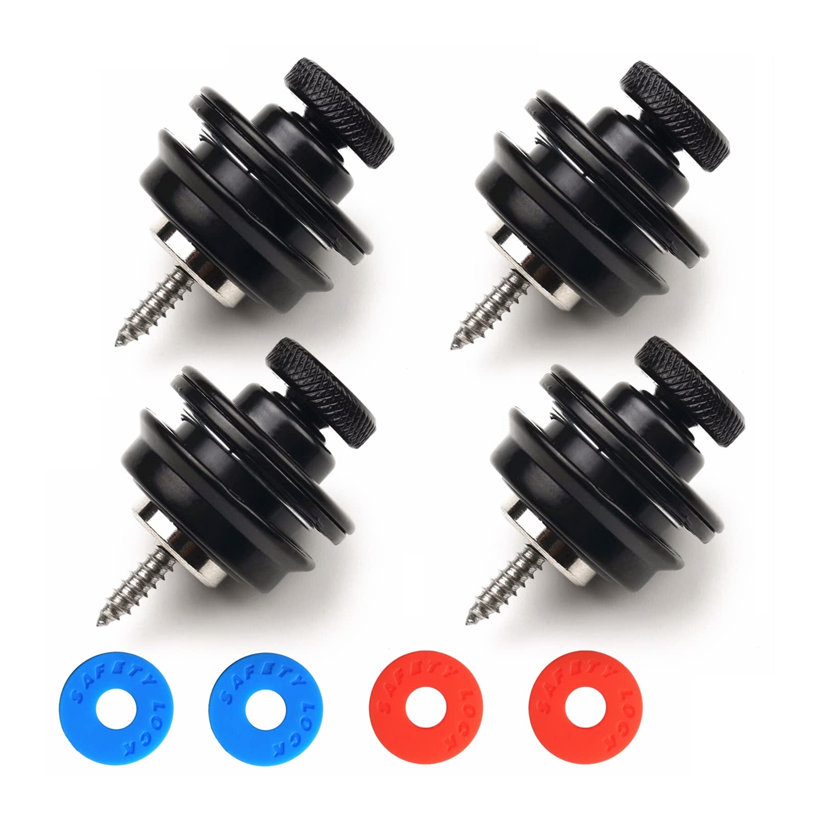 Miwayer Guitar Strap Locks Round Head Heavy Duty Metal Security Straplock, 4 Strap Button & 4 Rubber Block for Electric Acoustic