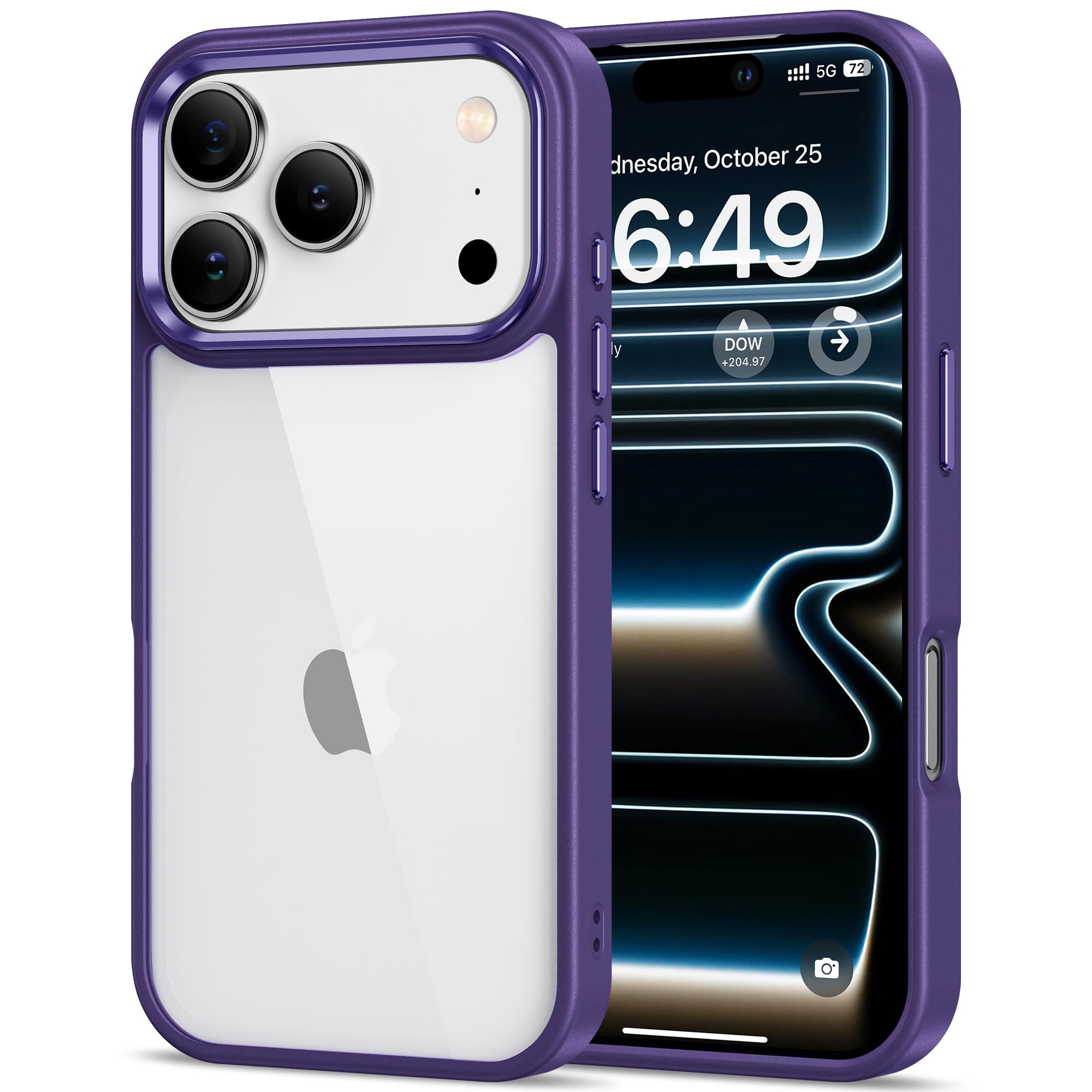 HOOMIL Case for iPhone 17 Pro Max 6.9-Inch, Non-Yellowing, Drop Protection, Anti-Scratch Transparent Hard Back Phone Cover - Pur