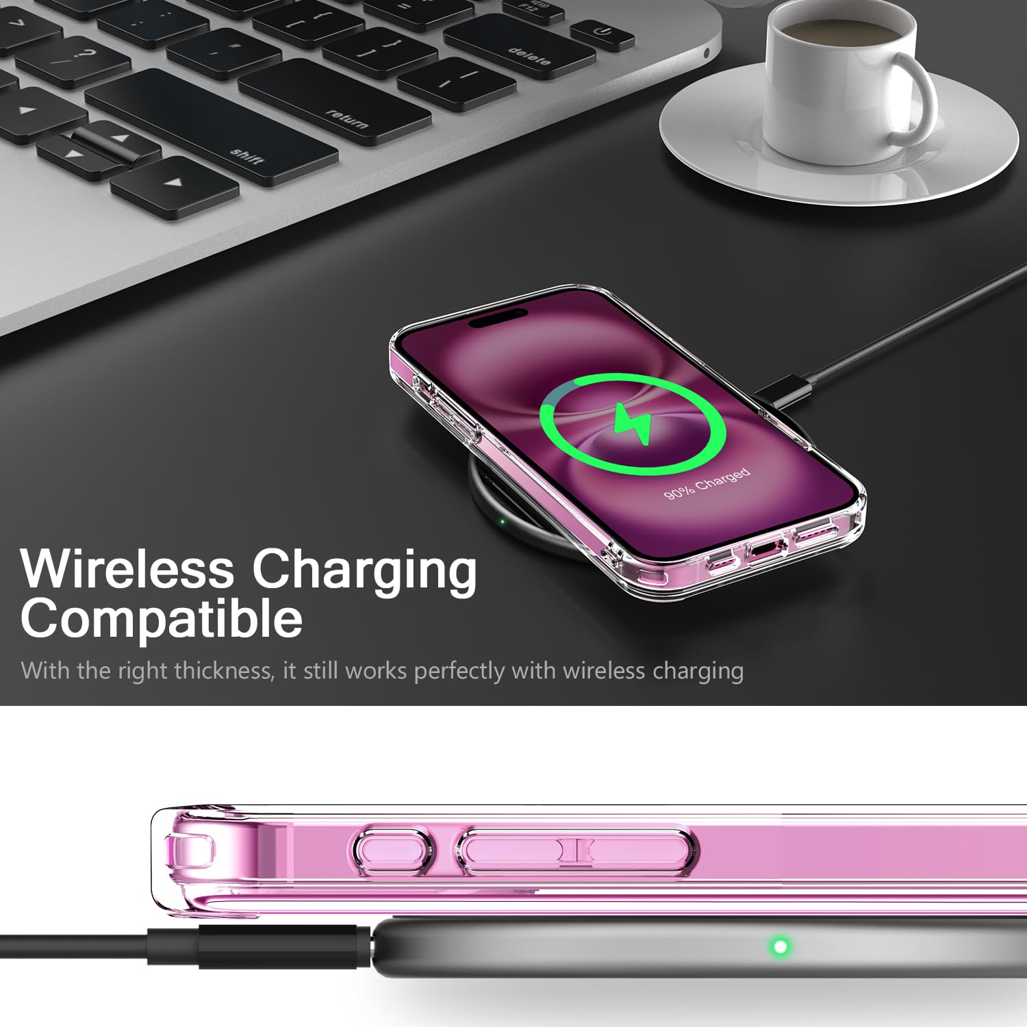 Bicol Christmas Phone Case For Iphone 16 Plus With Screen Protector, Enhanced Camera Protection - Wireless Charging - Slim Shock