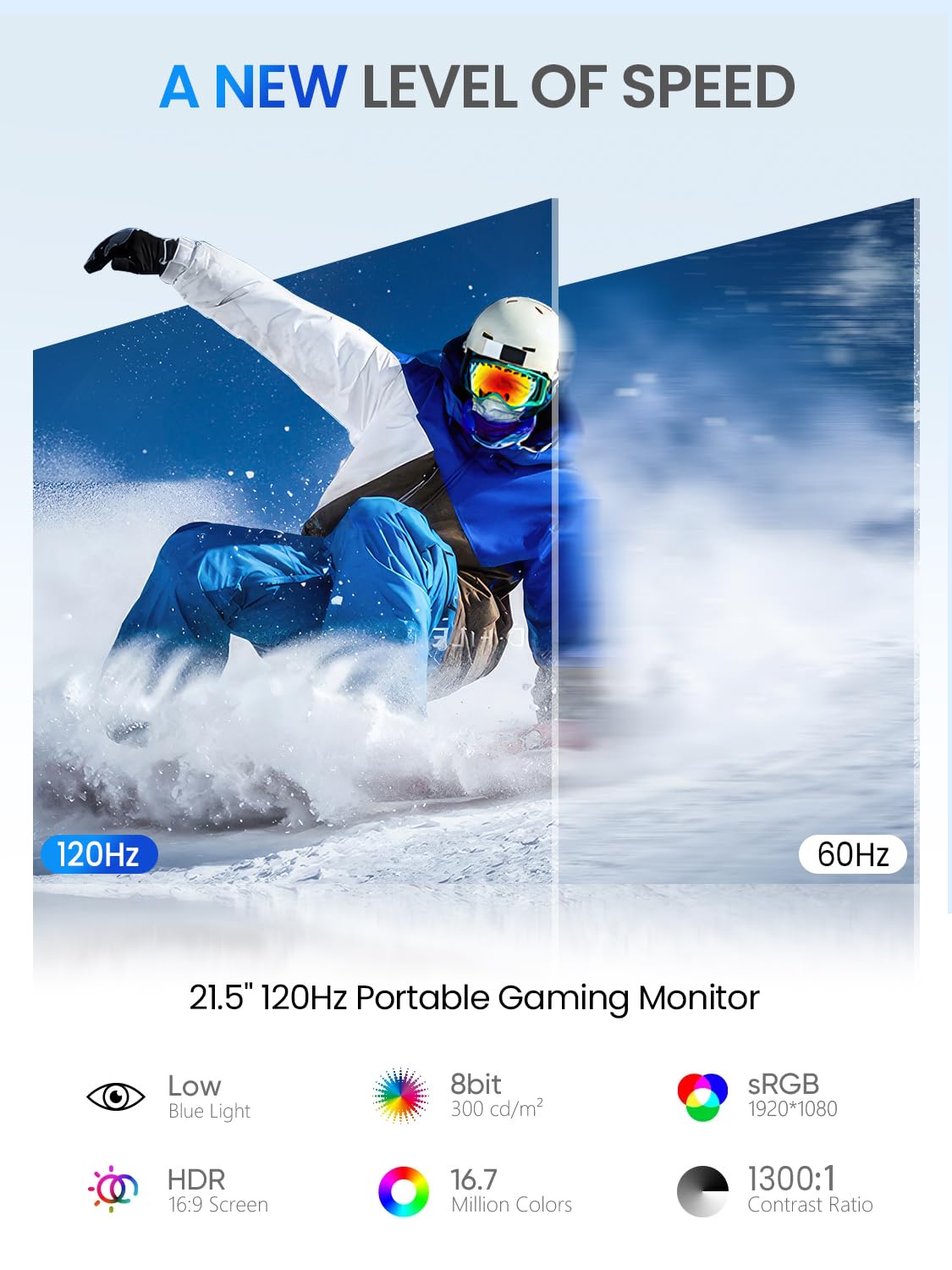 Uperfect 21.5120Hz Portable Monitor W/Kickstand & Vesa, Large Portable Gaming Monitor With Hdmi Type C, External Dispaly For Lap