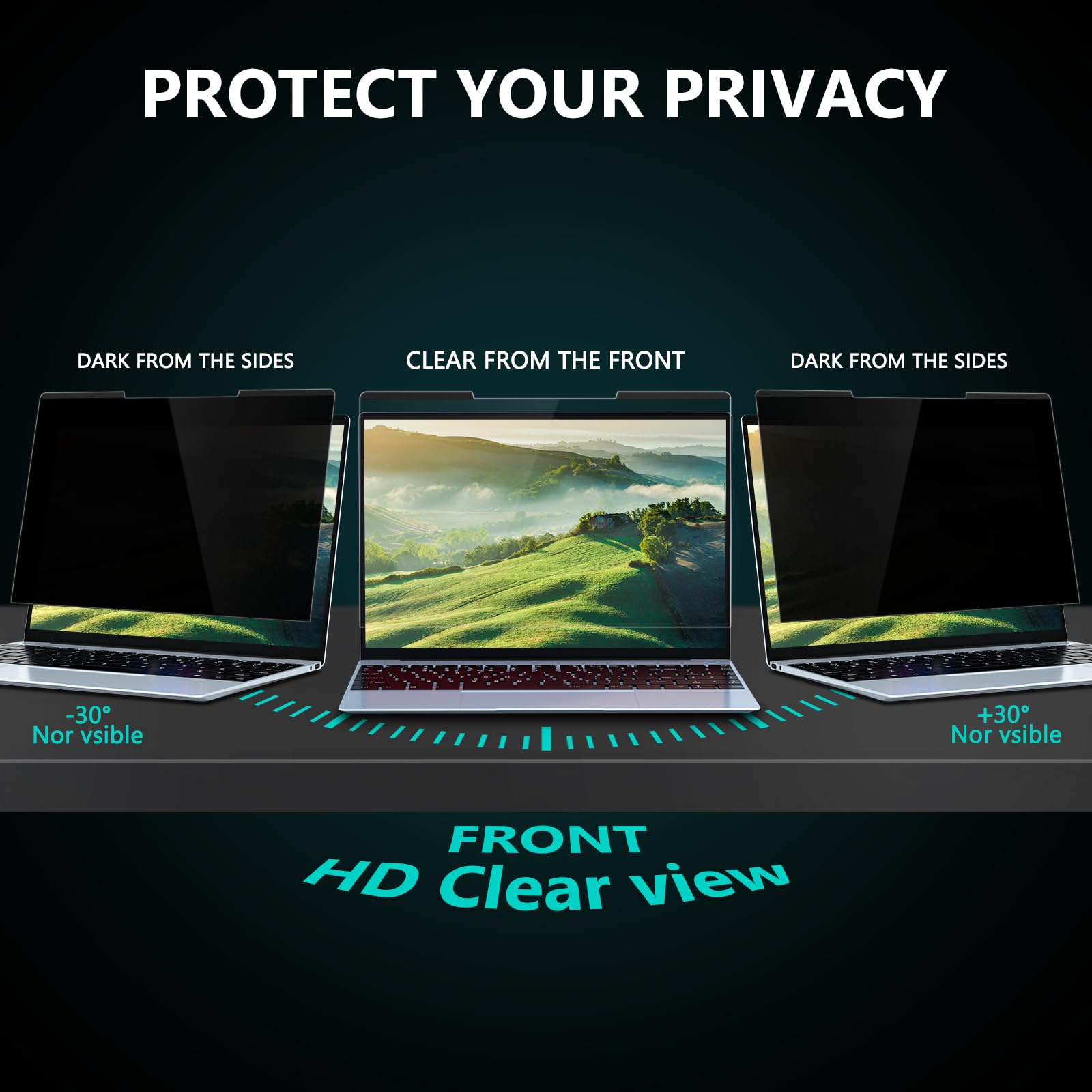 Filmext Magnetic Laptop Privacy Screen 13.3 Inch For 16:9 Widedisplay, Removable Laptop Privacy Screen Shield Anti Glare Blue Li