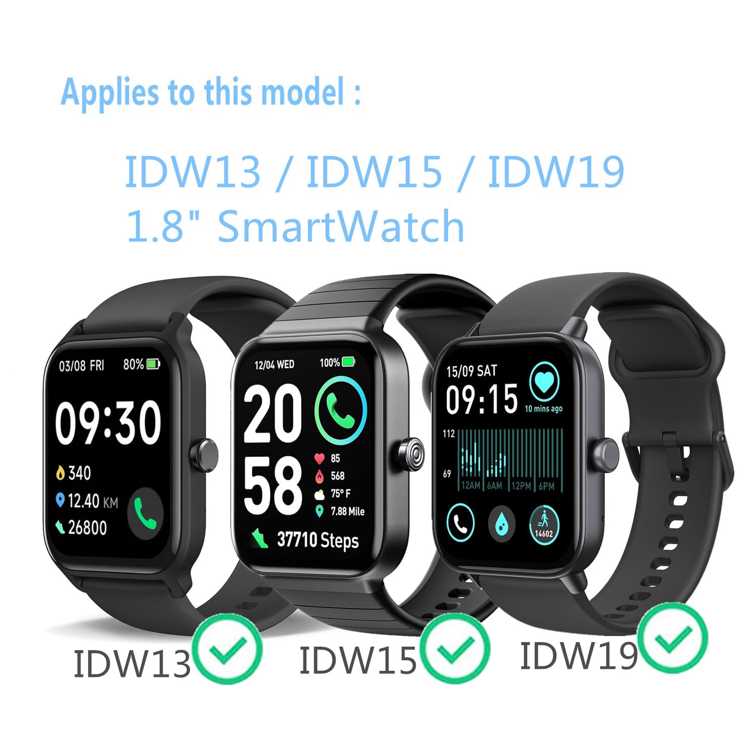 Aemus Screen Protector For Idw13 / Idw15 / Idw19 Smart Watch 1.8'' (6 Pack) Full Coverage Clear Tpu Film Compatible For Aeac/Fit