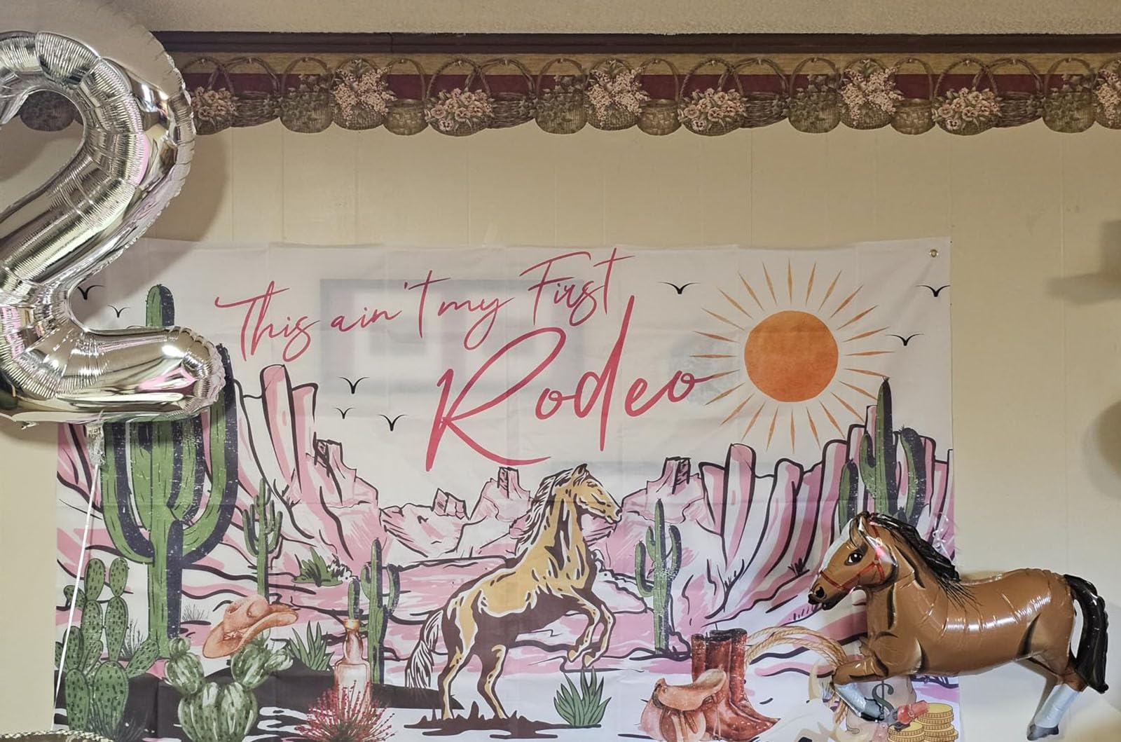 Avezano Western Cowgirl 2Nd Birthday Backdrop This Aint My First Rodeo Birthday Party Decorations Wild West Second Birthday Back