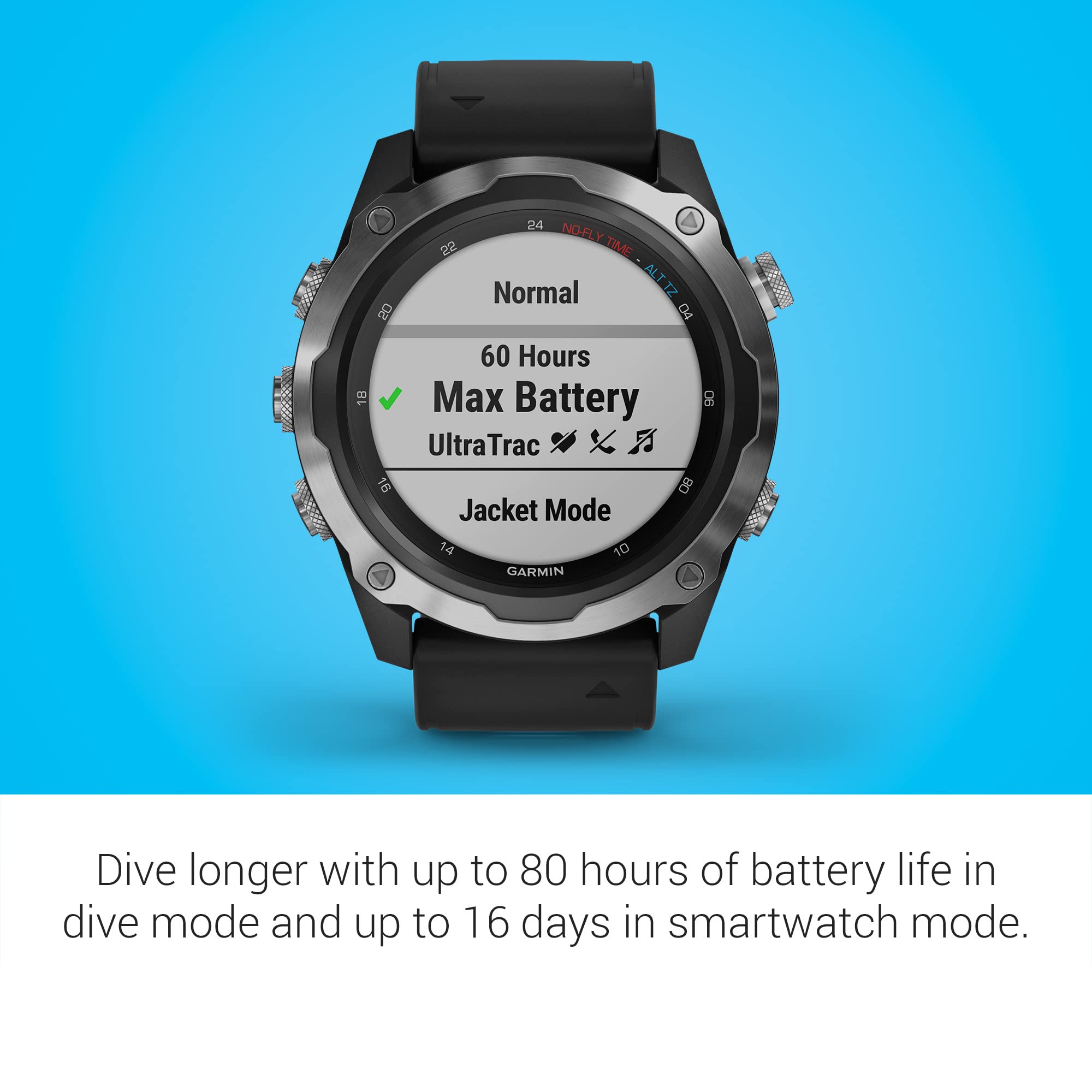 Garmin Descent Mk2, Watch-Style Dive Computer, Multisport Training/Smart Features, Stainless Steel With Black Band, 010-02132-00