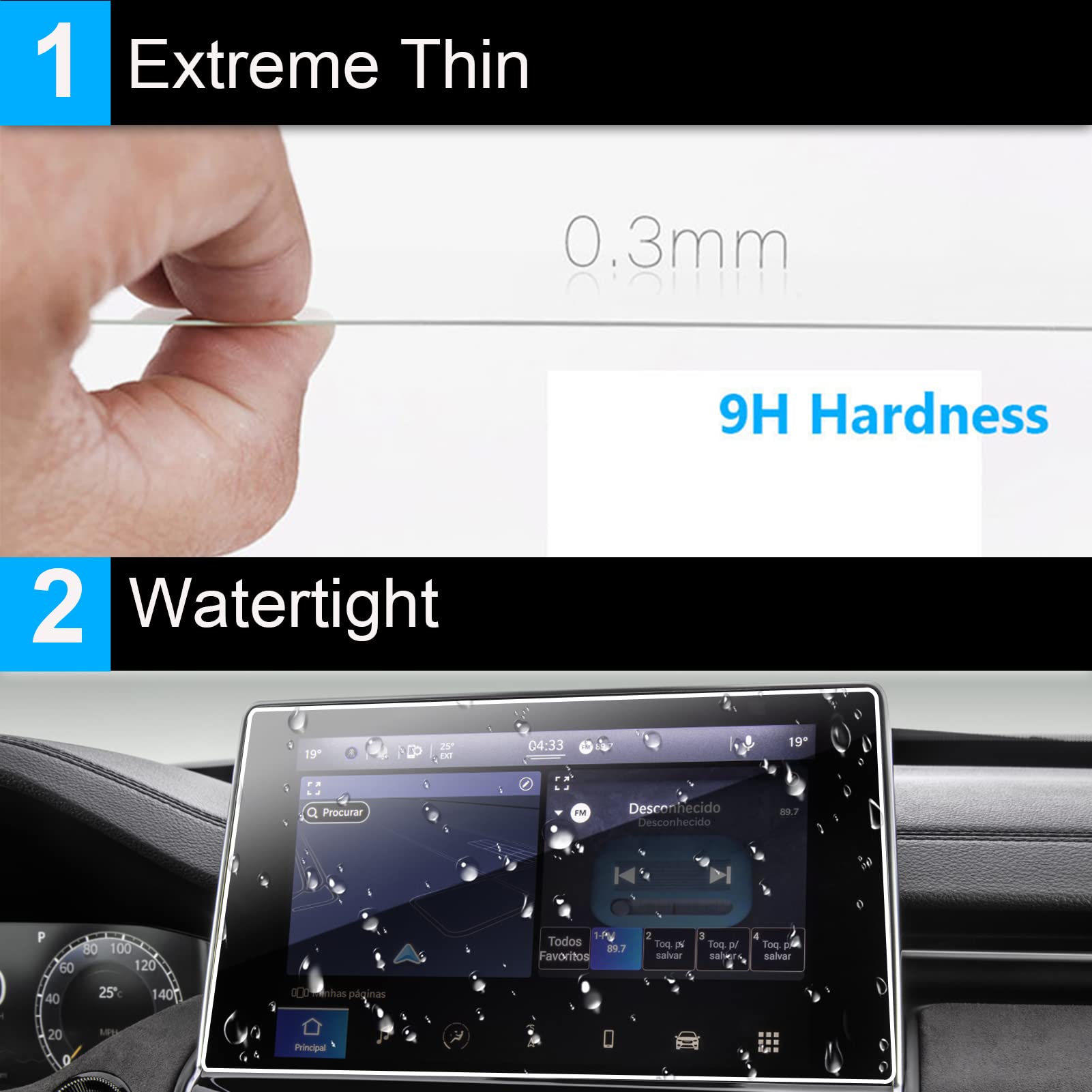 Ttcr Ii Compatible With Jeep Compass Screen Protector 2022 2023, Tempered Glass Protective Film For 2022 2023 Compass Touchscreen 10.1 Inch, For Compass Red Edition/High Altitude/Latitude Lux/Limited/Traihawk