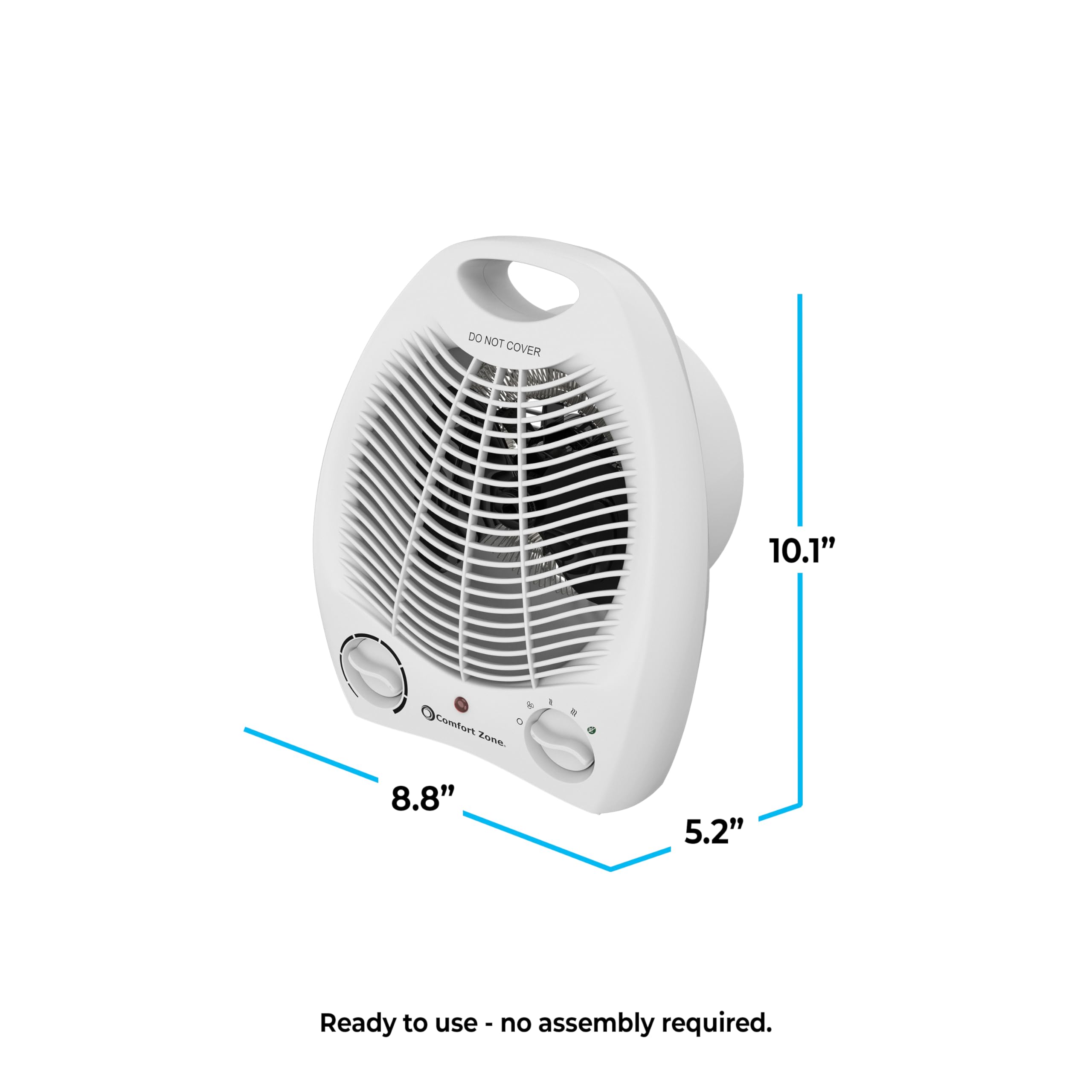 Comfort Zone Electric Fan Forced Portable Space Heater With Adjustable Thermostat, Overheat Sensor, Tip Over Switch, & Heat Resi