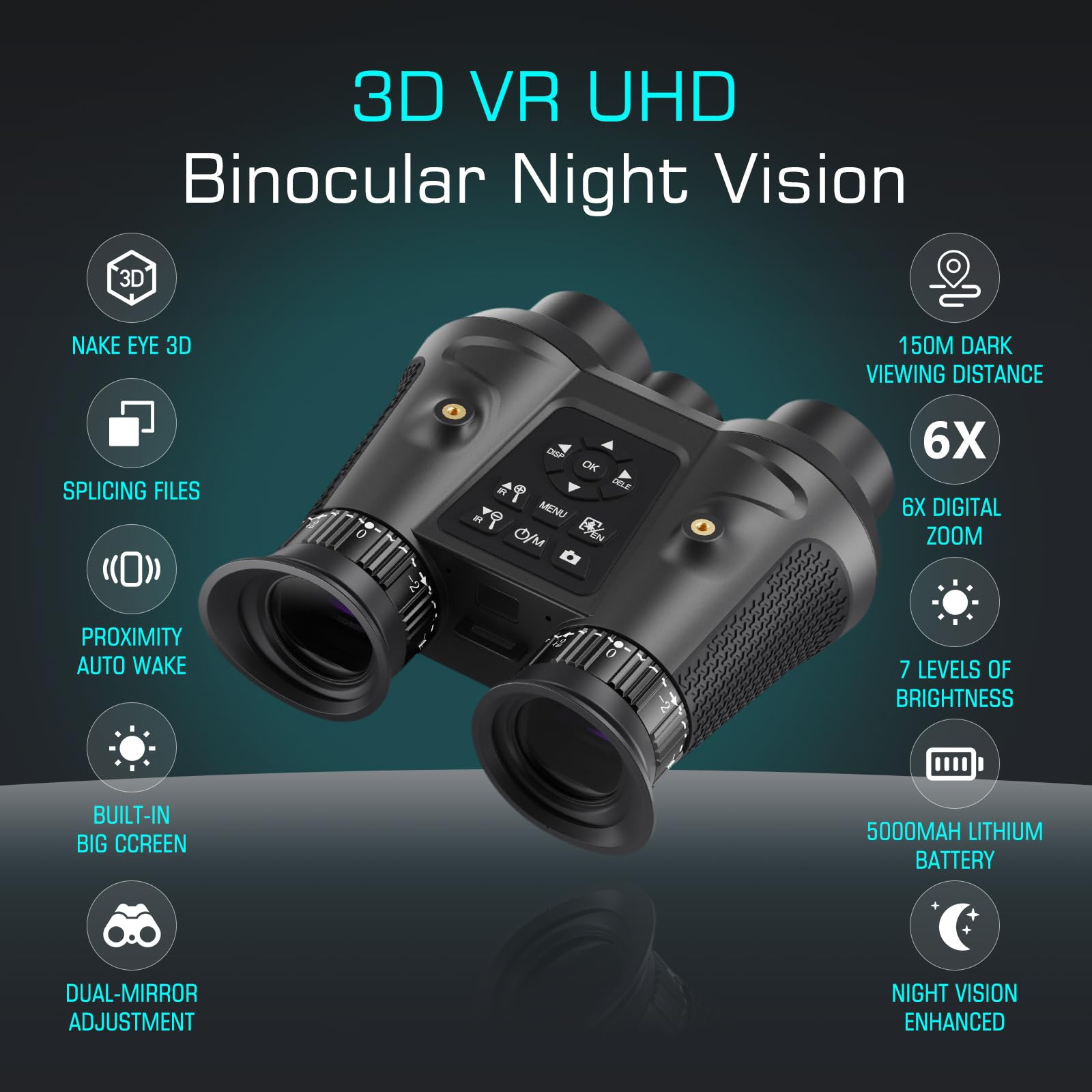 Night Vision Goggles,8K Uhd Night Vision Binoculars For Adults,3D Vr Infrared Night Vision Goggles,Rechargeable,Support Synthesi