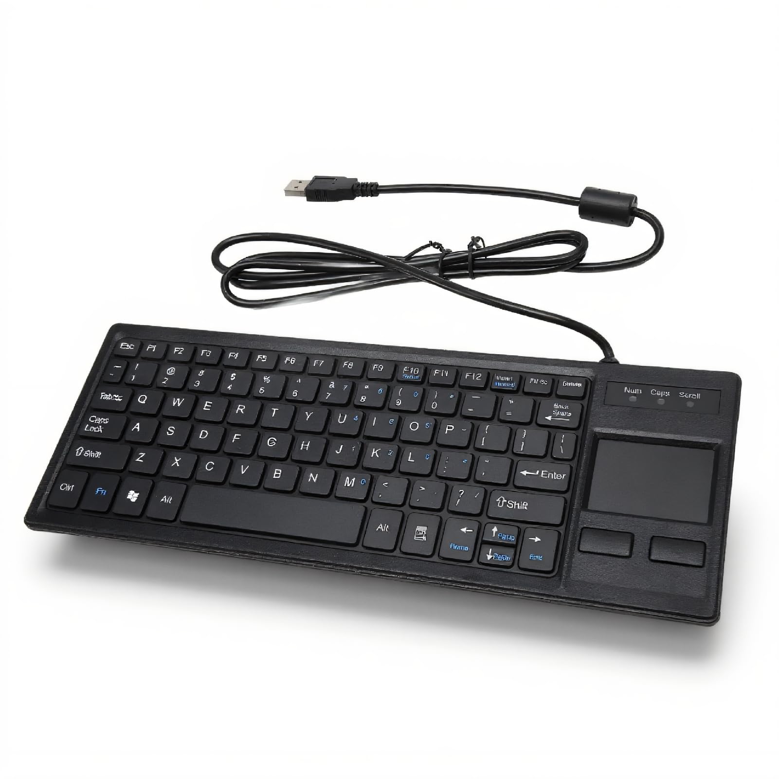 Wired Keyboard with Trackpad, Ultra Thin Touch Keyboard with X Scissors Key, Built in USB Hub, Compact Mini Industrial Keypad fo