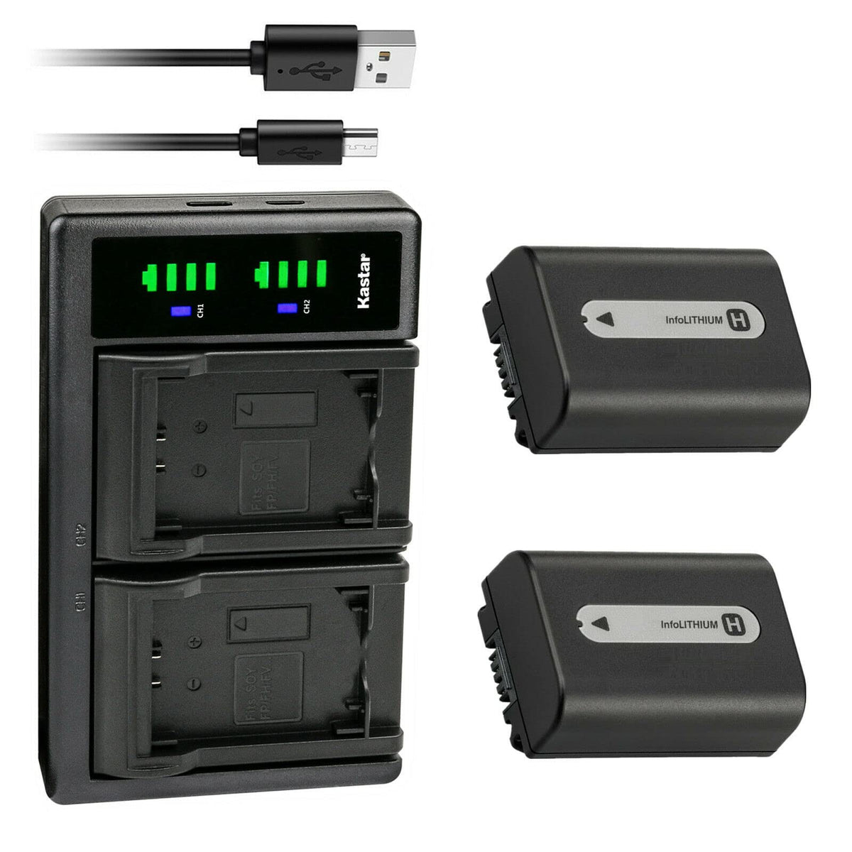 Kastar 2 Pack Np Fh50 Battery And Ltd2 Usb Charger Replacement For Sony Dcr Sr36, Dcr Sr37, Dcr Sr38, Dcr Sr40, Dcr Sr42, Dcr Sr