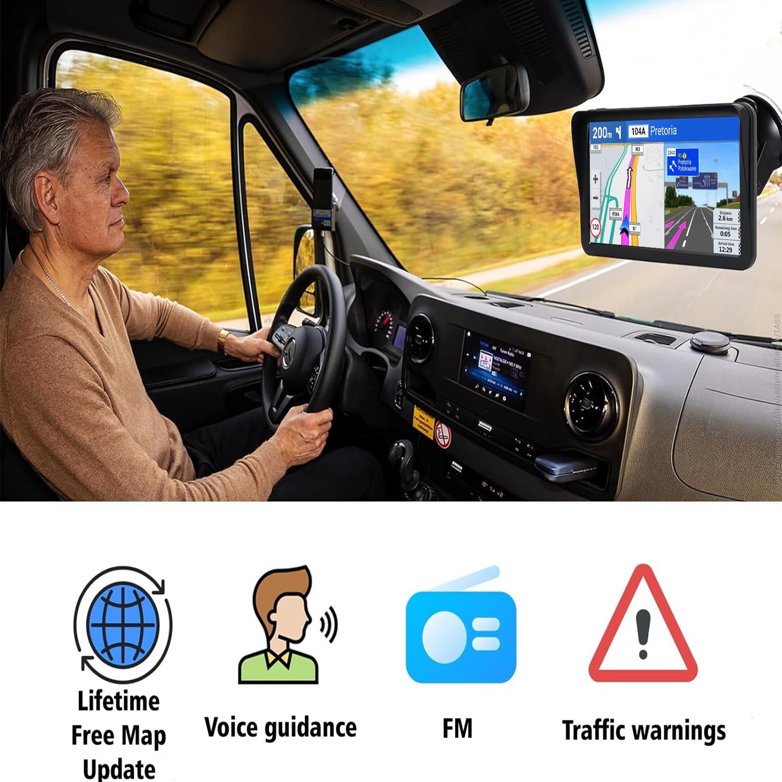 Gps Navigation For Car Truck Rv Gps 9 Inchs Touchscreen Navigator With 2024 Us/Ca/Mx Maps, Free Lifetime Map Updates, Trucker Gp