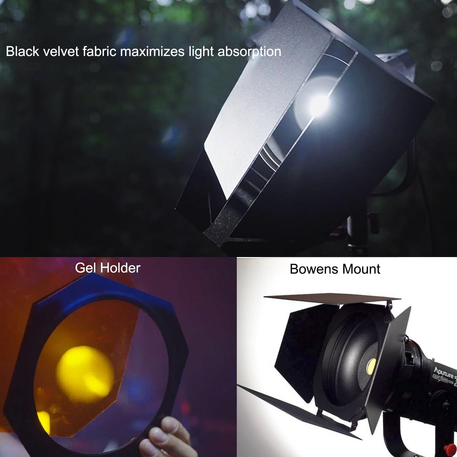 Aputure Barn Doors With 30 Honeycomb Grid Designed For Aputure Bowens Mount Point Source Lights Compatible With Aputure Reflecto