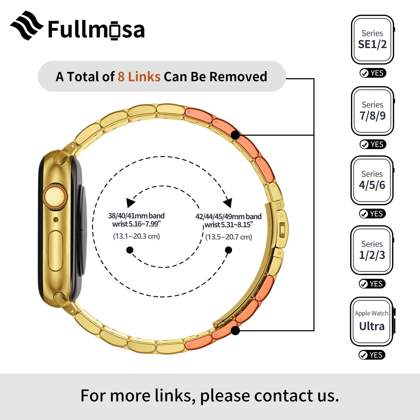 Fullmosa Bands Compatible Apple Watch 41Mm 40Mm 38Mm 49Mm 46Mm 45Mm 44Mm 42Mm, Stainless Steel Iwatch Band With Case For Apple W