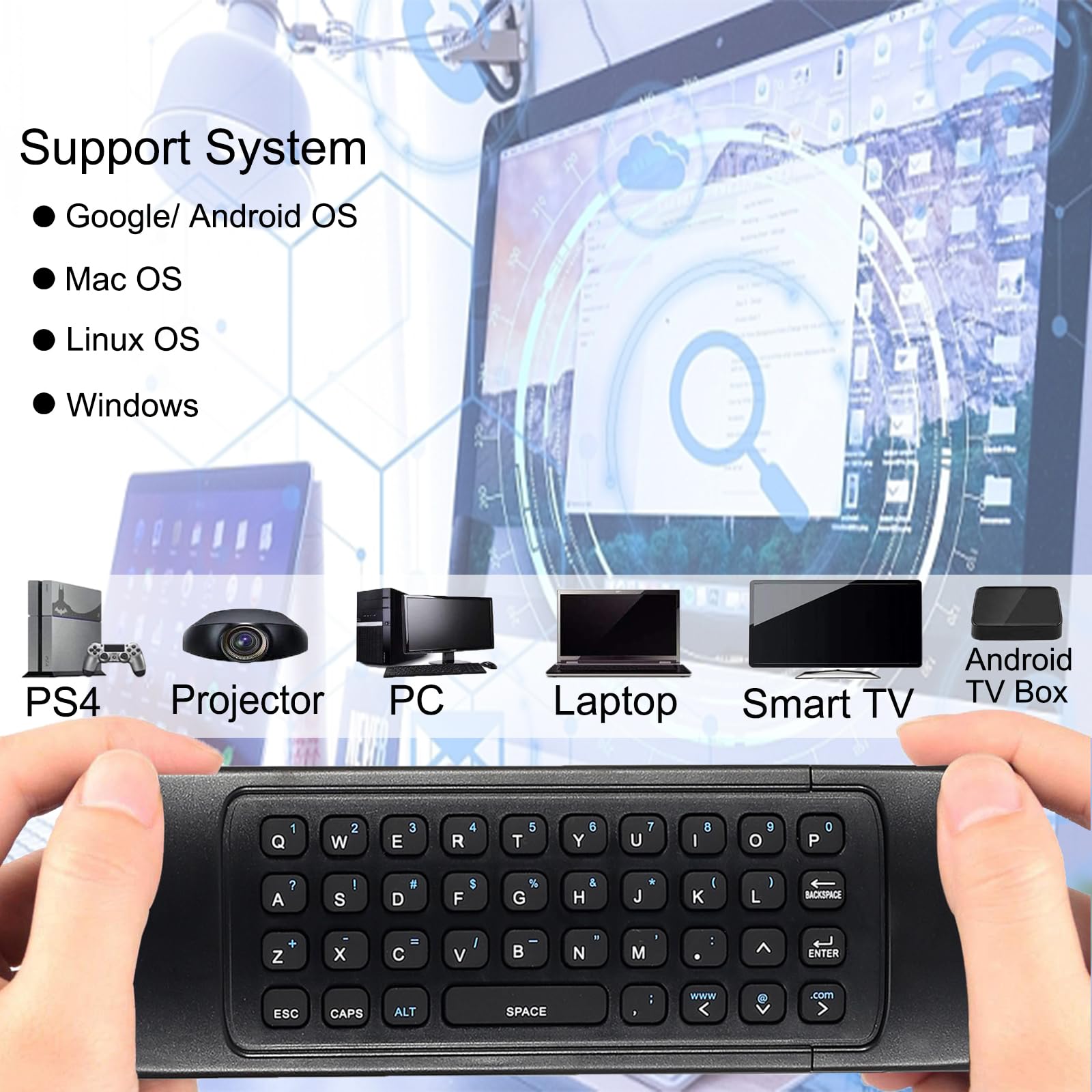 Mx3 Air Mouse Voice Remote Control, 2.4G Multifunctional Mini Wireless Keyboard Air Mouse Remote For Android Smart Tv Box, 3 Gyr