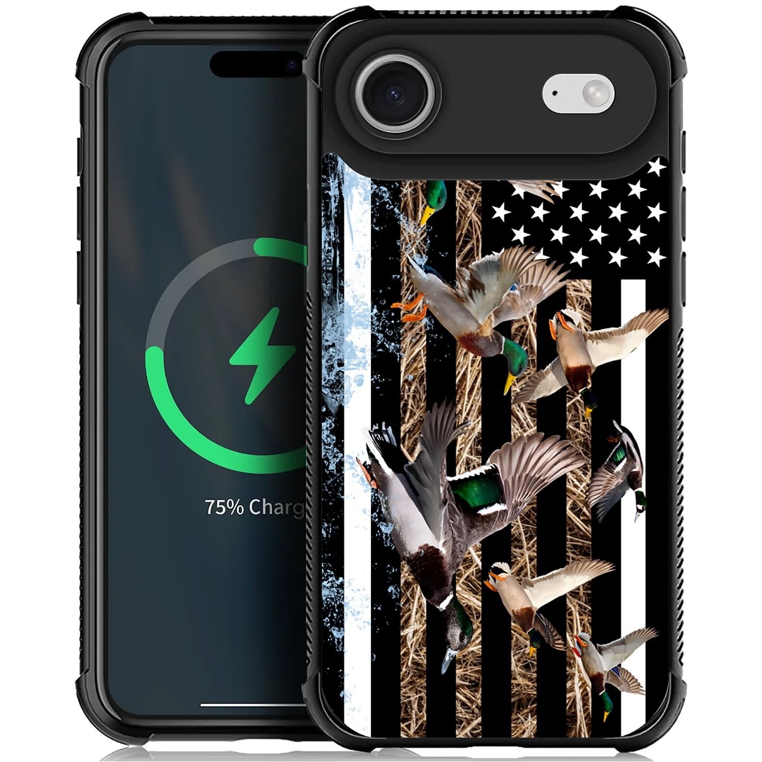 Deaorew for iPhone 17 Air Case | Compatible with MagSafe | Classic Slim Cover Design | Ducks Hunting American Flag