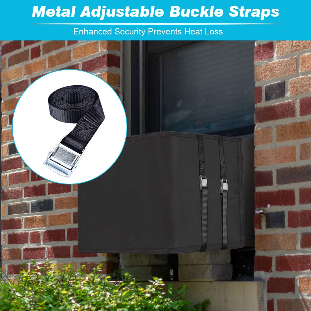 Outdoor Window Air Conditioner Cover   Waterproof & Insulated, Black, 24''Wx 15.6''Hx 20''D For External Ac Units