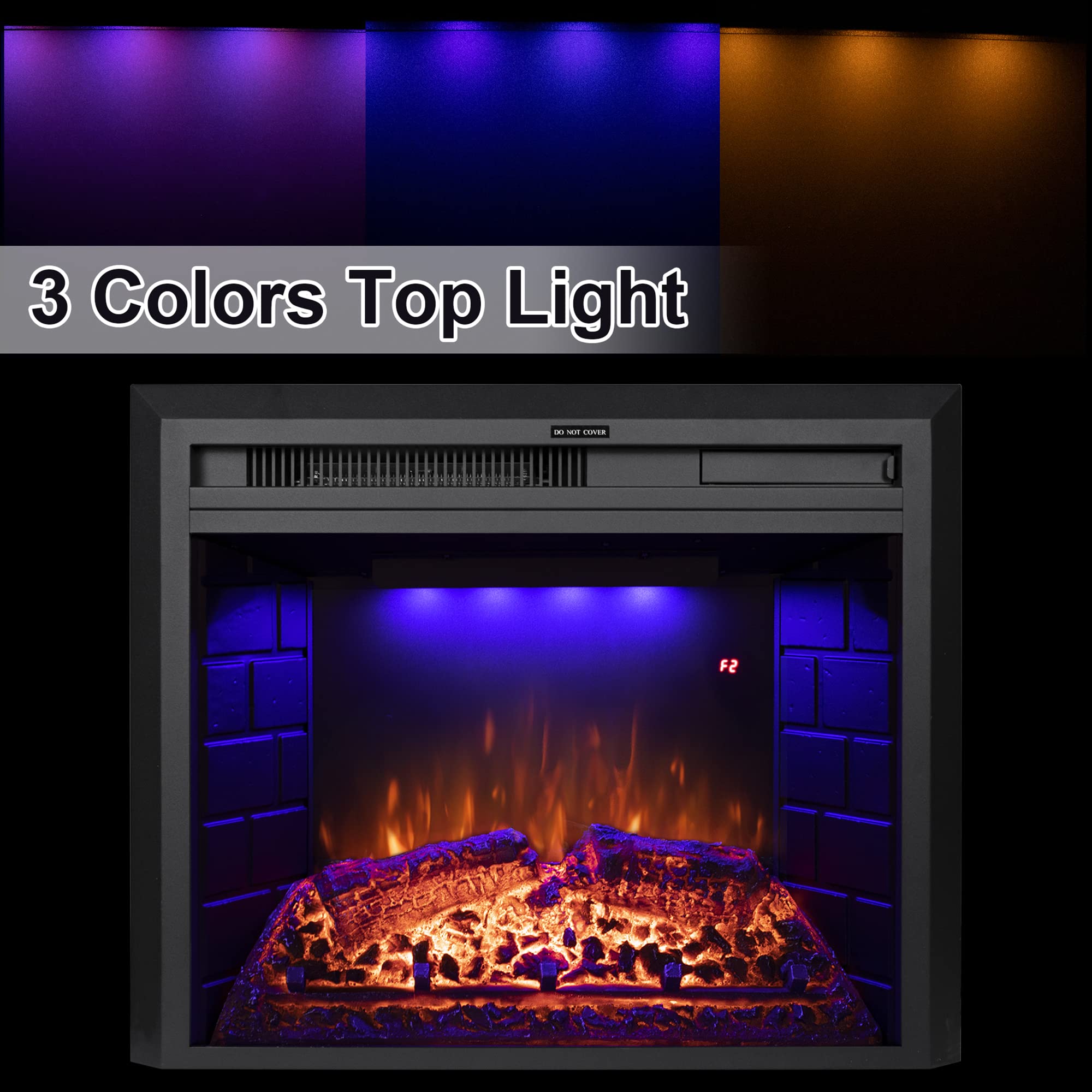 Dreamflame Electric Fireplace Insert 22 Wide, Wall Fireplace Electric With Remote Control, Realistic Log And Crackling Sound, Ov