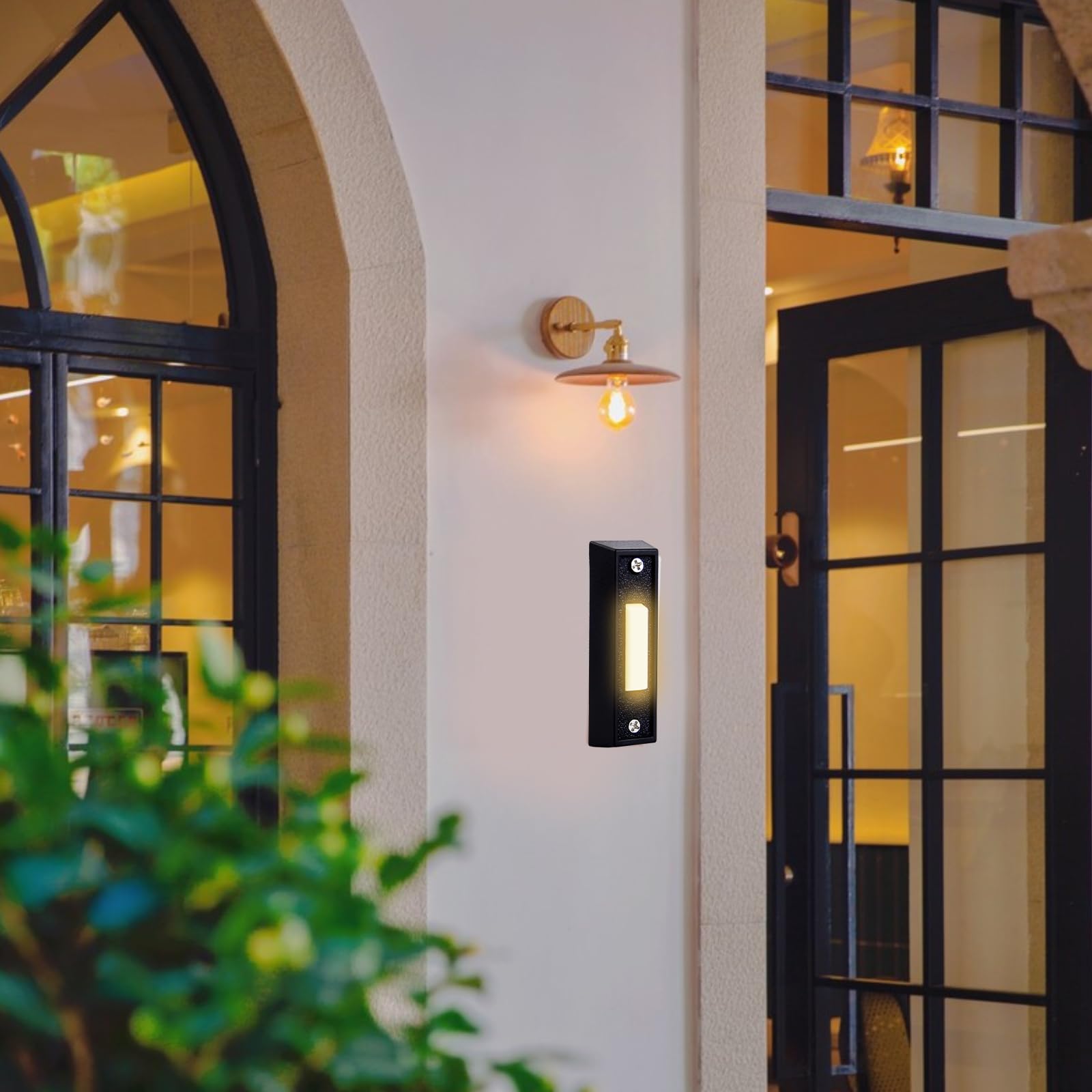 2 Pcs Black Replacement Doorbell Button,Lighted Doorbell Button Wired Door Bell Push Buttons Led Door Chime,Wall Mounted Doorbel