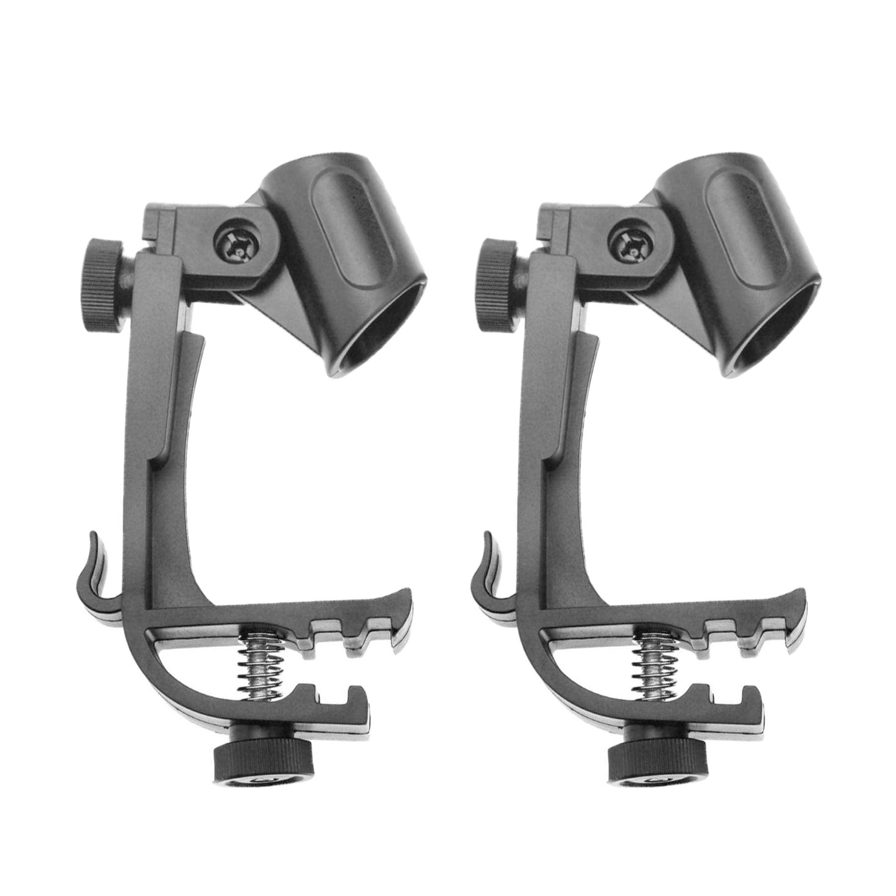 Pugdodo Drum Microphone Clip Adjustable Drum Rim Mic Clips Drum Microphone Mount Clamp (Pack Of 2) (Black)