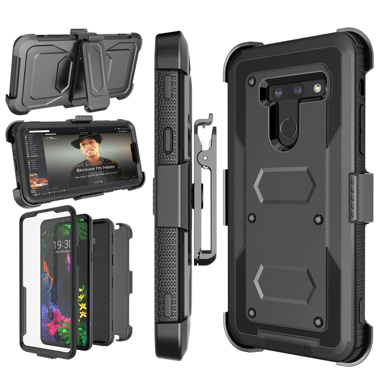 Njjex Compatible With Lg G8 Thinq Case/Lg G8 Holster Case, [Nbeck] Shockproof Heavy Duty Built In Screen Protector Rugged Lockin