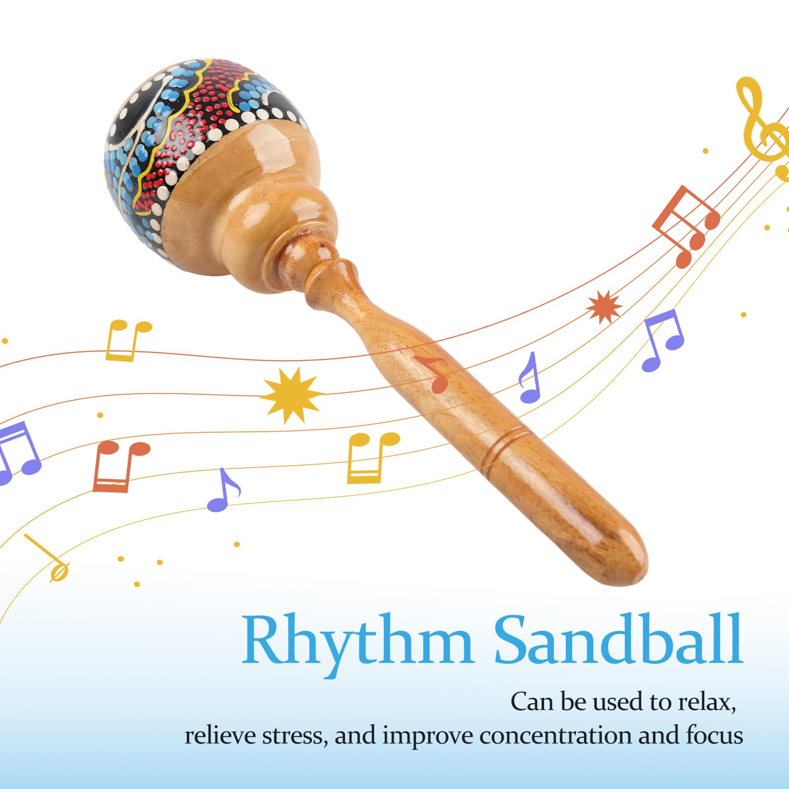 Goghost Large Wooden Maracas For Adults, 10.7 Professional African Hand Percussion Rattles, Handpaint Rumba Shaker Musical Instr