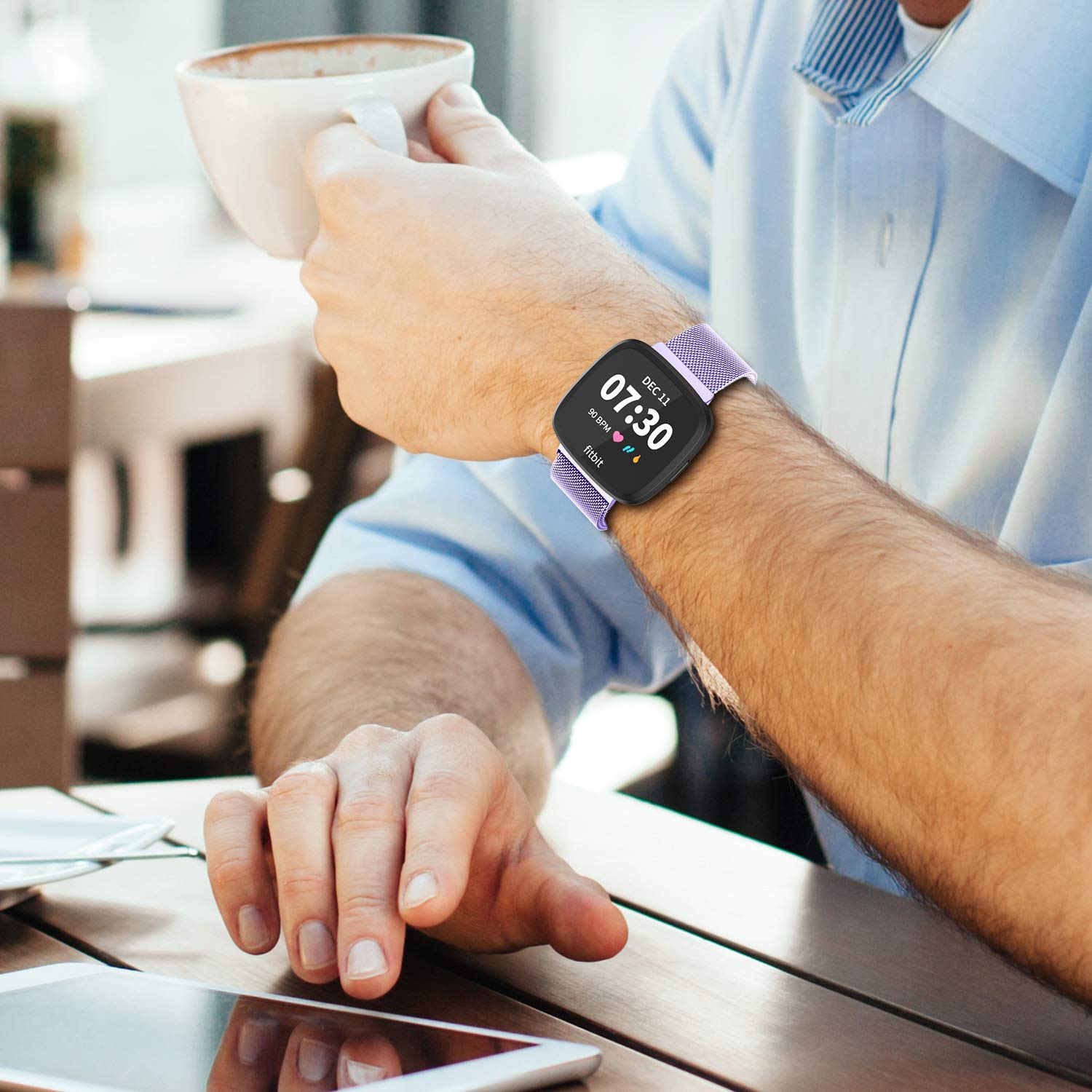 Limque Magnetic Bands Compatible With Fitbit Versa/Versa 2/Versa Lite/Se, Women Men Metal Adjustable Replacement Wristband For F