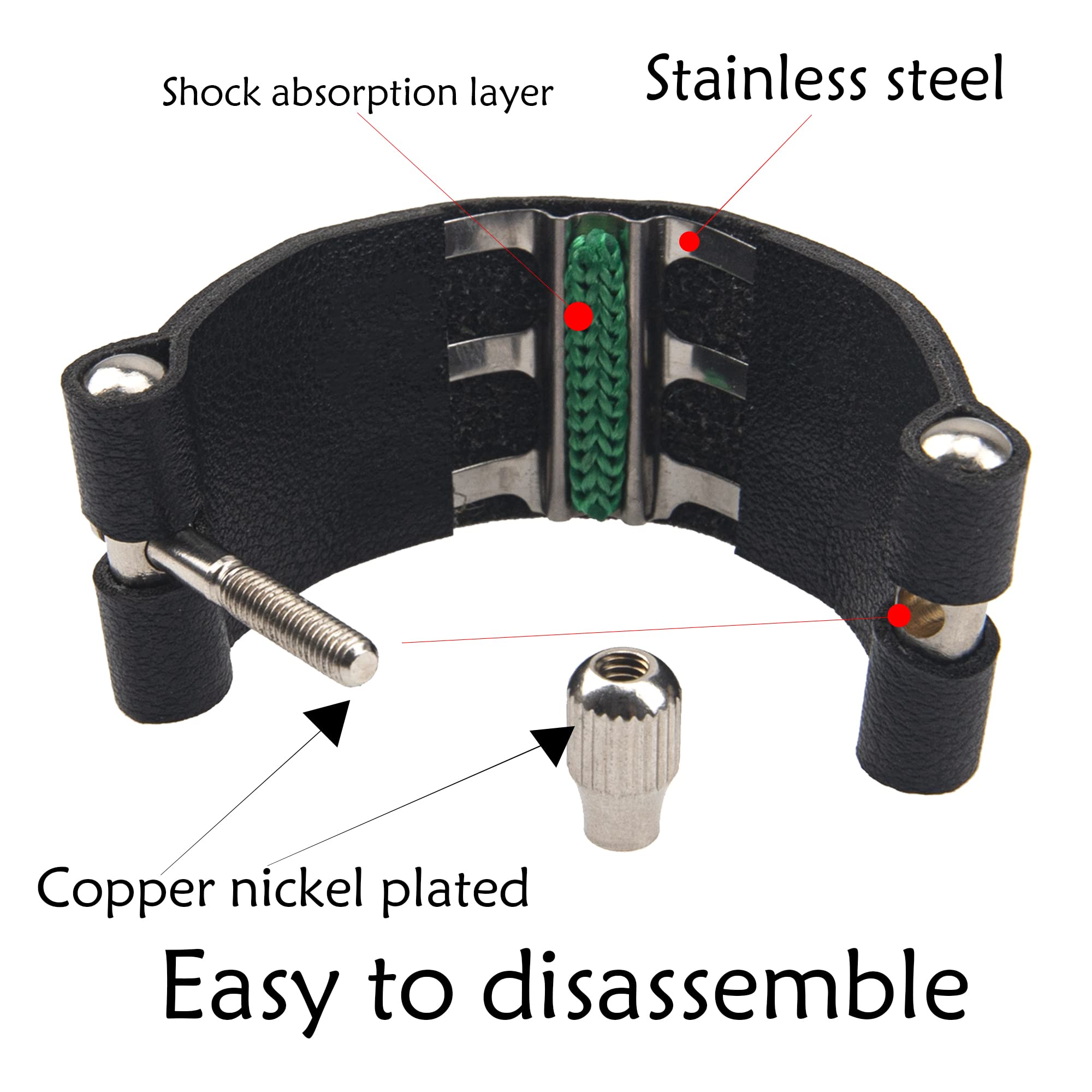 2Pcs Yootones Black Artificial Leather Saxophone Mouthpiece Sax Ligature Fastener Compatible With Saxophone Rubber Mouthpiece (A