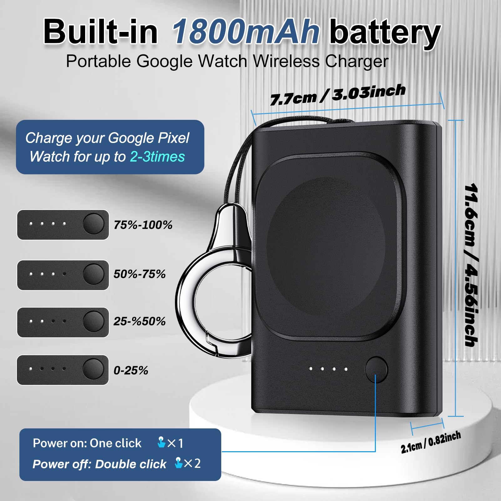 For Pixel Watch Charger, 1800Mah Portable Watch Charger For Google Pixel Watch 1 (Not For Pixel Watch 3/2), Google Pixel Watch C