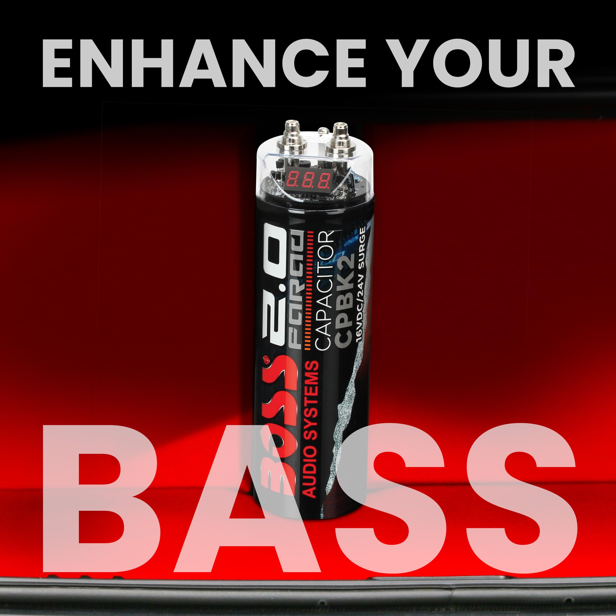 BOSS Audio Systems CPBK2 Car Capacitor 2 Farad Energy Storage Aluminum Black