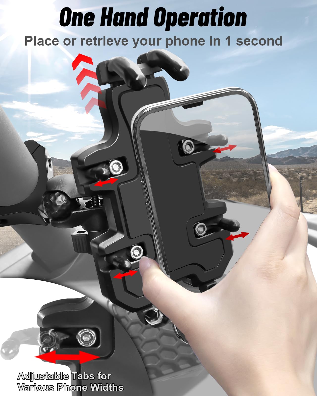 Momi Rac Gp Utv Phone Mount-360 Adjustable Heavy Duty Phone Holder 8 Claws Fits 1.75 To 2 Inch Round Tube Fits Rzr Maverick X3 R