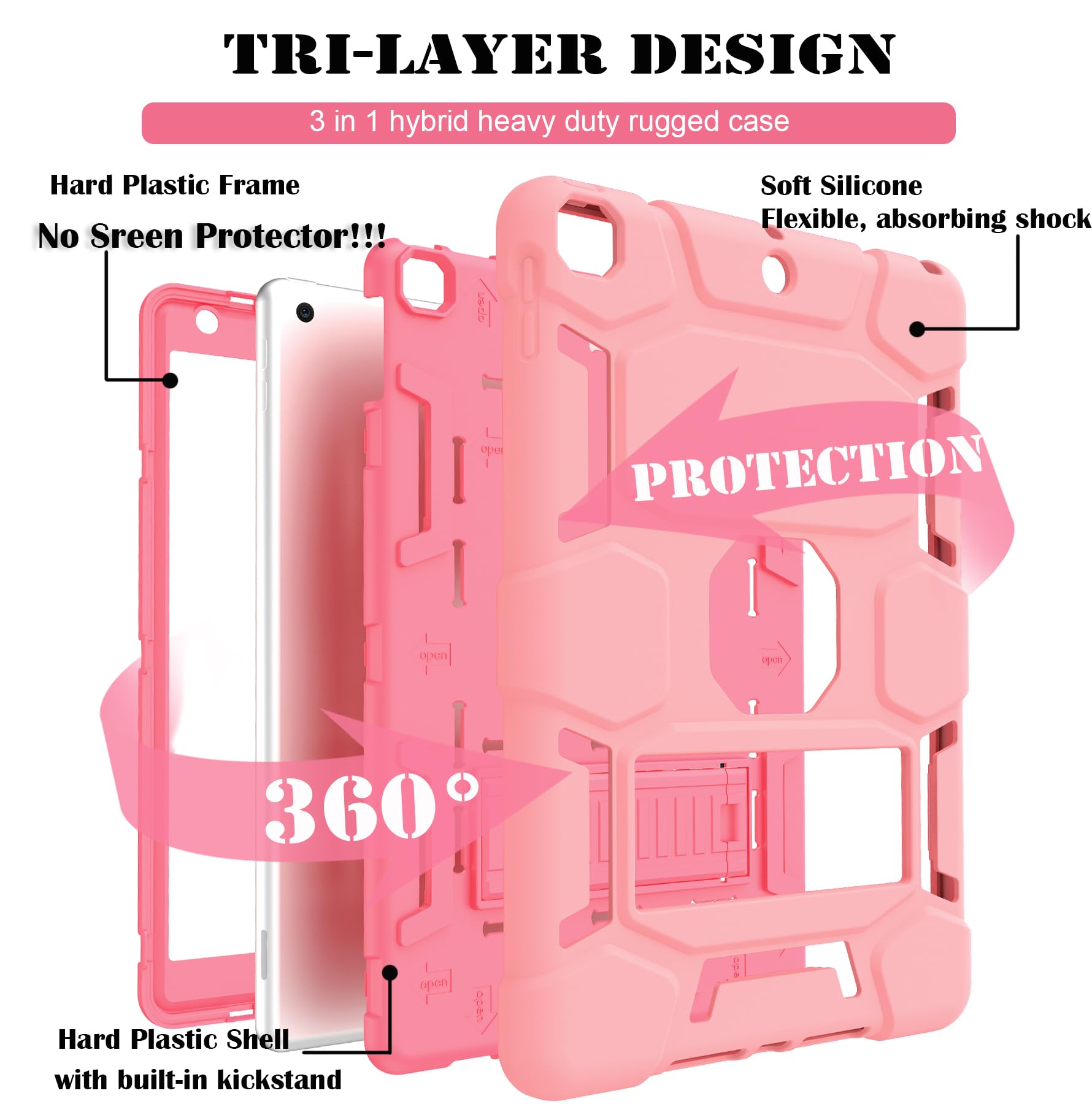 Ccmao For Ipad 9Th Generation Case, Ipad 8Th 7Th Generation Case, Ipad 10.2 Inch 2021/2020/2019 Case, Heavy Duty Rugged Shockpro