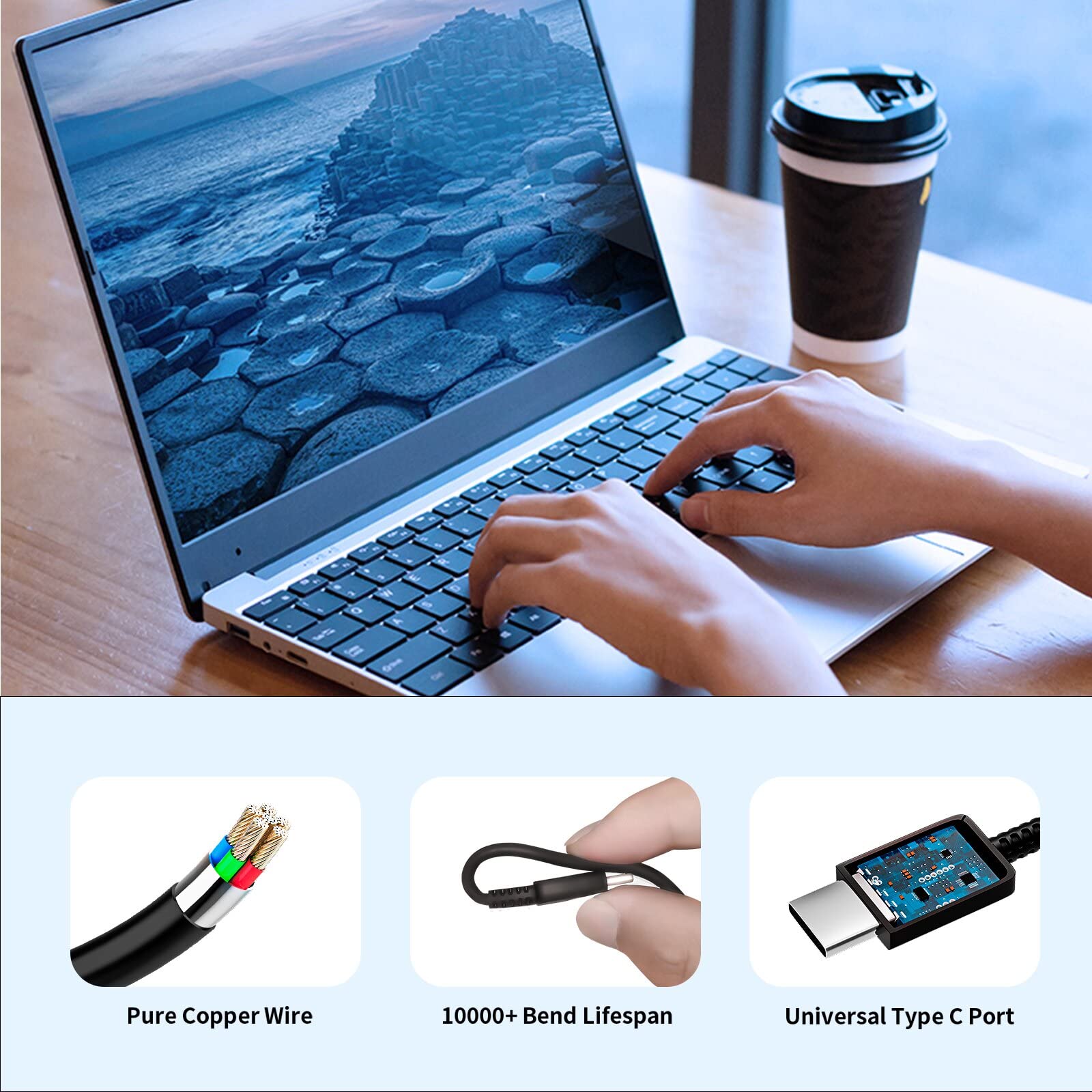 65W 45W Usb C Chromebook Charger For Dell, Hp, Lenovo, Acer, Samsung, Asus, Mac Book Google Pixel Huawei Matebook Type C Univers