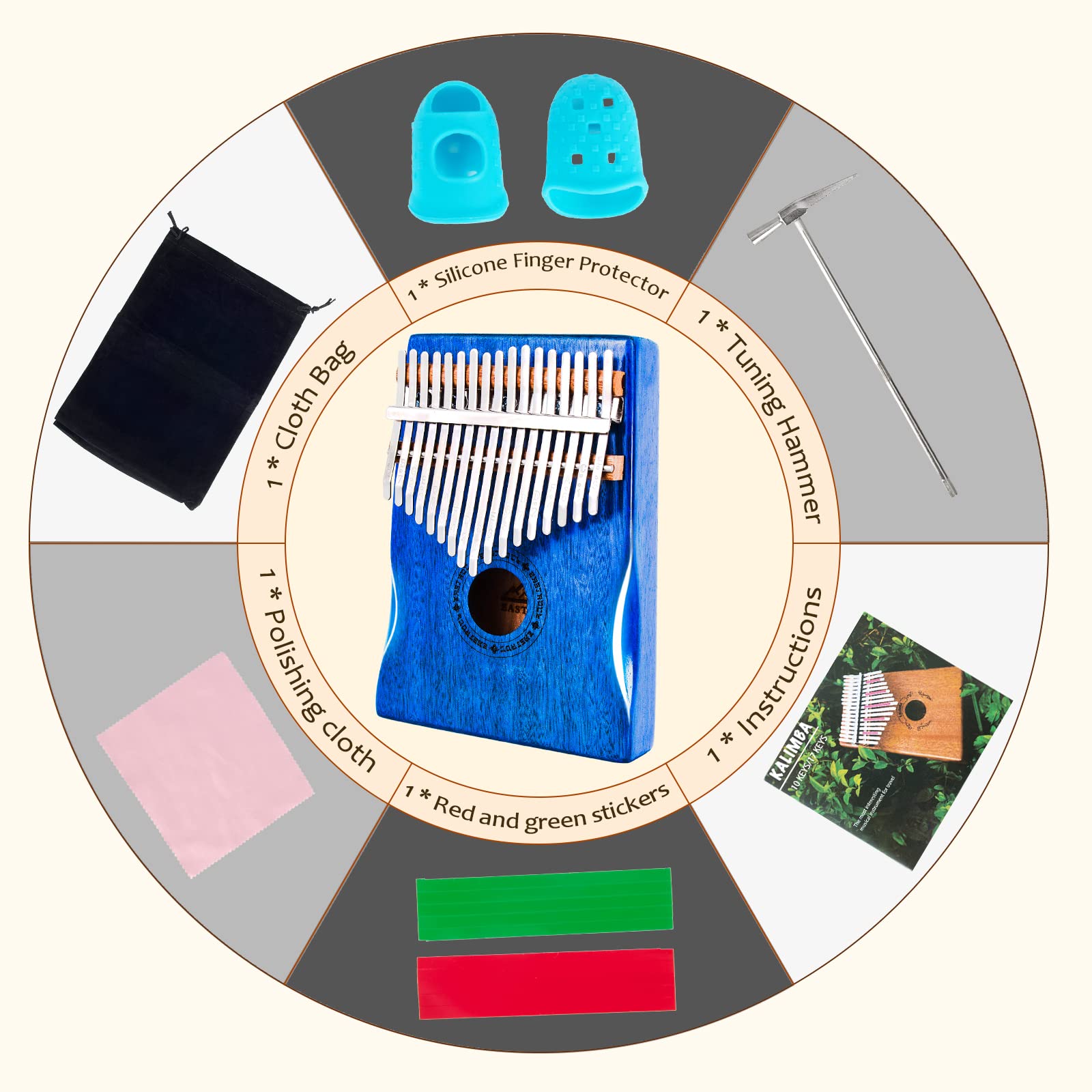 Eastrock Kalimba Thumb Piano 17 Keys Portable Mbira Finger Piano With Waterproof Protective Case Kalimba Gifts For Adults Beginn