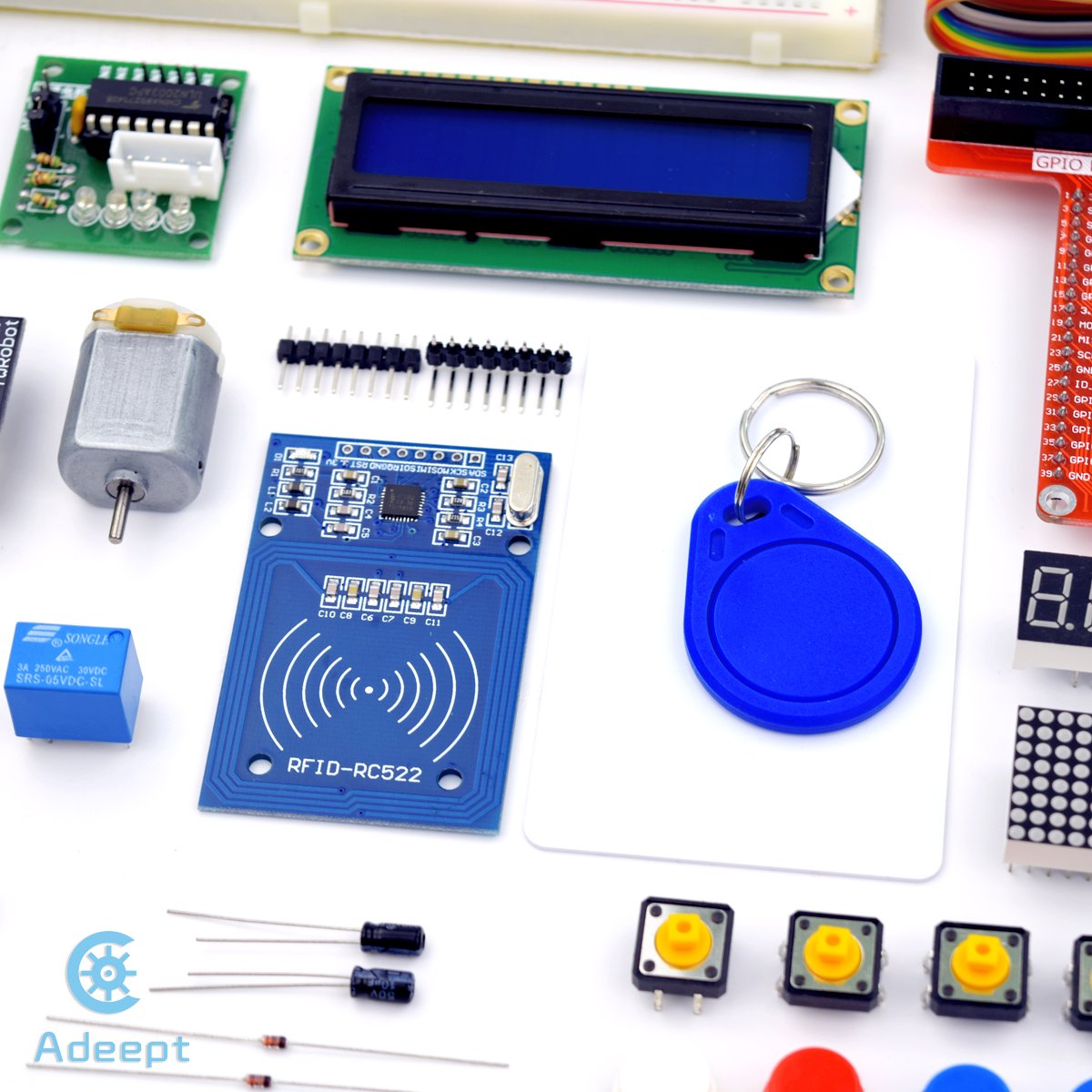 Adeept Rfid Starter Kit For Raspberry Pi 4 3 Model B+ B, Stepper Motor, Adxl345, 40 Pin Gpio Extension Board, Solderless Breadboard, C And Python Code, Beginners Learning Kit With 140 Pages Guidebook