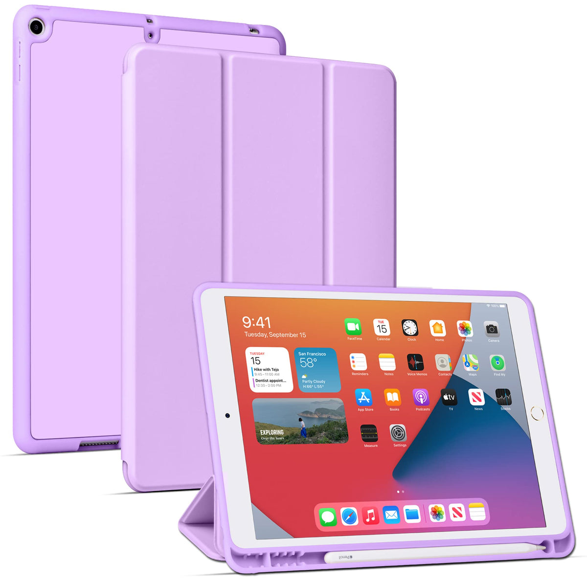 Arae For Ipad 10.2 Inch Case (9Th Generation 2021) & (8Th Generation 2020) & (7Th Generation 2019) With Pencil Holder Auto Wake/