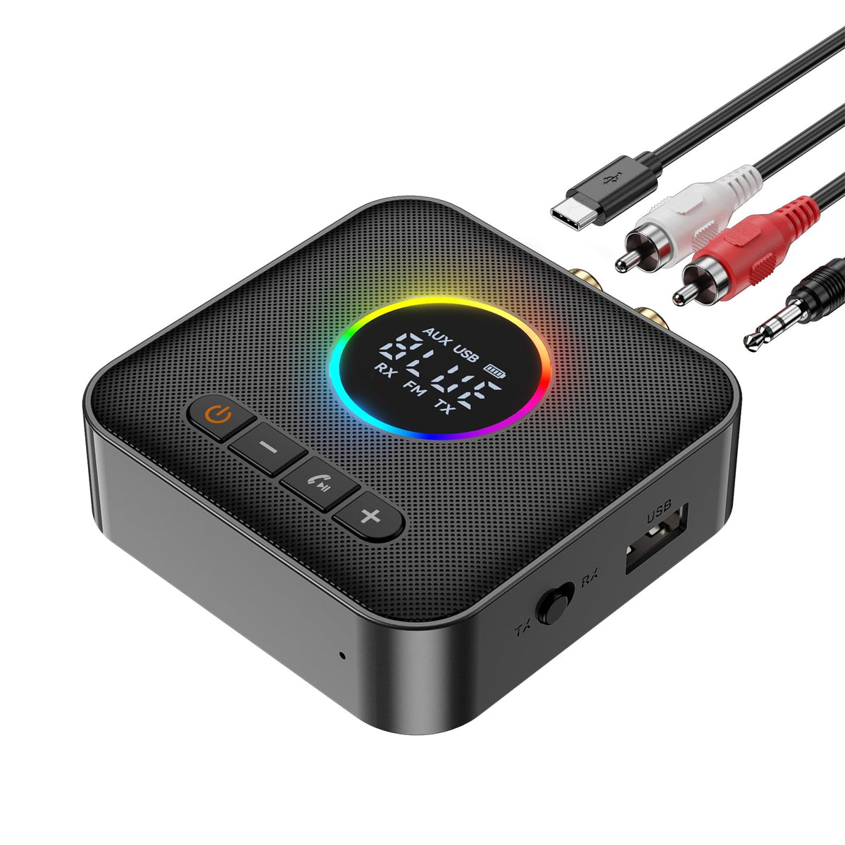 Moregax M10 Rgb Upgraded Bluetooth 5.4 Audio Receiver Transmitter For Tv Home Stereo/Speakers Bluetooth Audio Adapter With Displ
