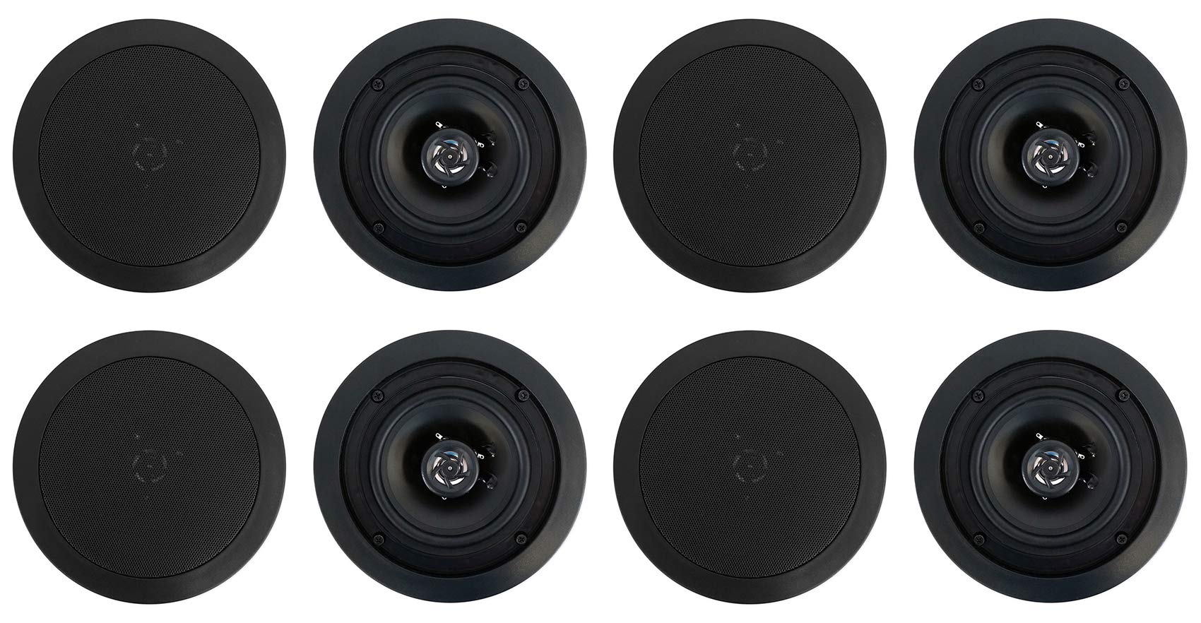 Rockville CC525T Black 5.25 in Commercial 70V Ceiling Speakers, 8 Ohm, 80Hz-20kHz, 2.5-20W Tap Options, in-Ceiling Audio for Res