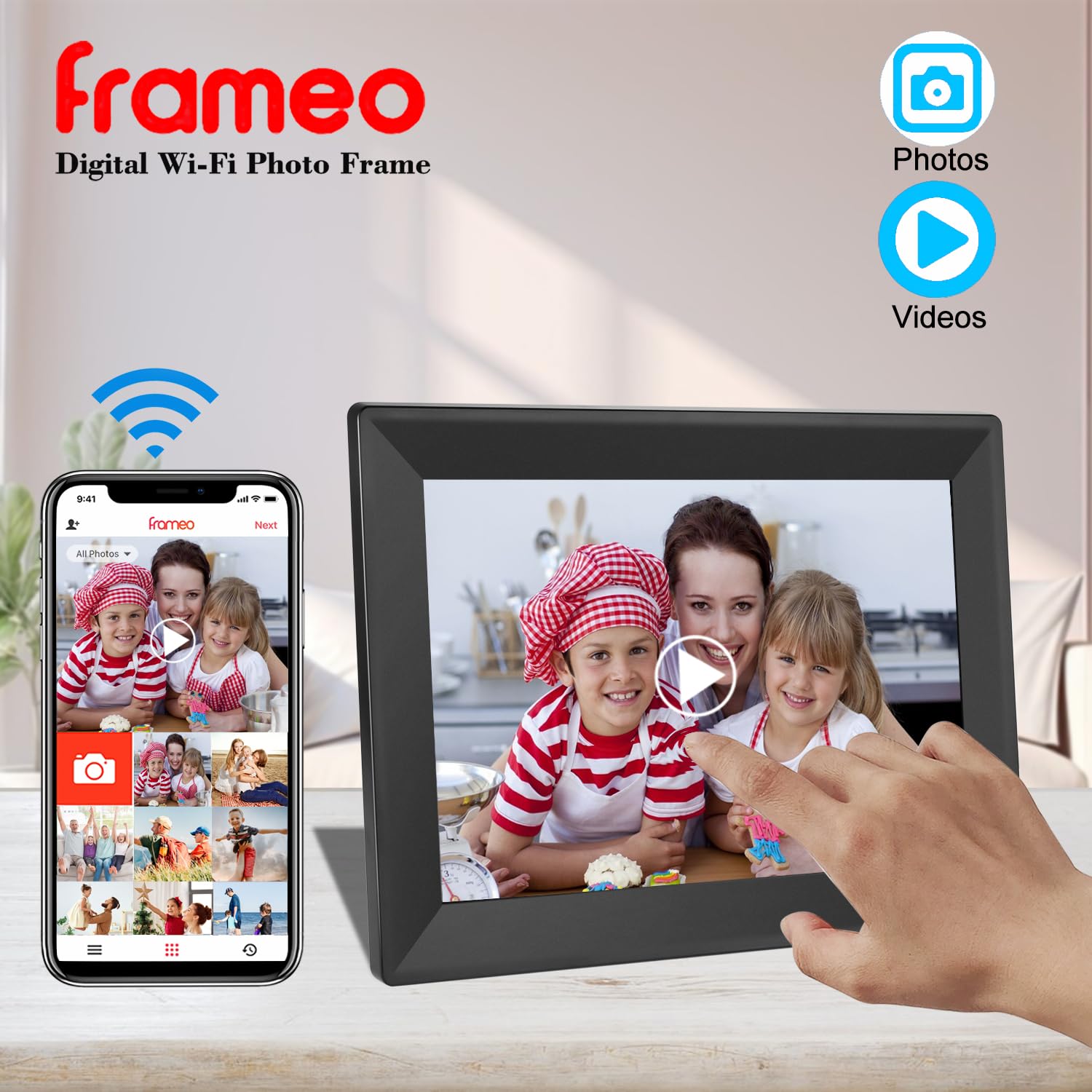 Frameo 10.1Inch Hd Smart Digital Picture Frame Wifi Frameo Digital Photo Frame,With Touch Screen,16Gb Storage,Auto Rotate Functi