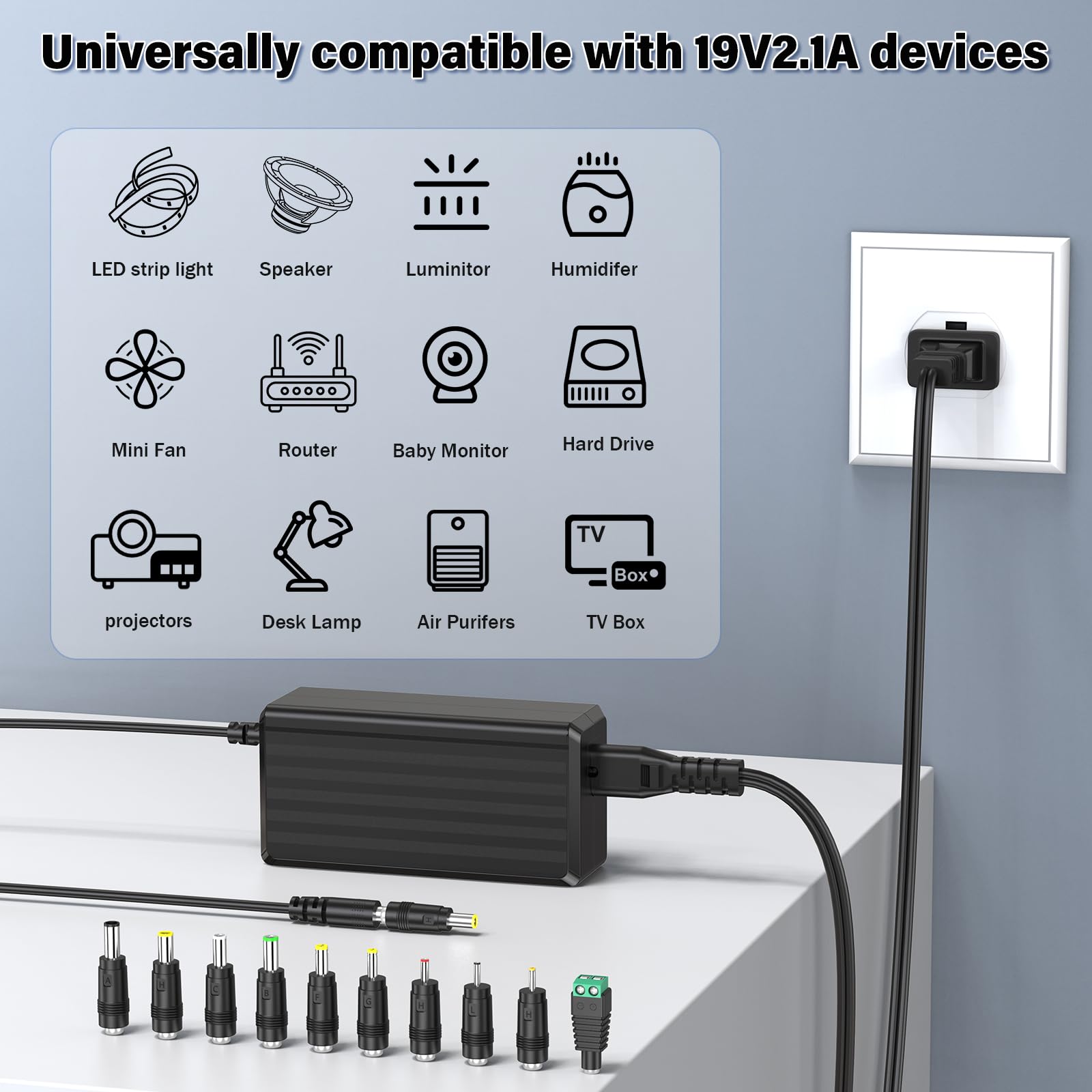 19V 2.1A 2A 1.5A Ac Adapter 19.0V 2.0A Charger Switching Power Supply Dc 19V 2100Ma 2000Ma 1800Ma 1500Ma 1200Ma 1000Ma Cordregul
