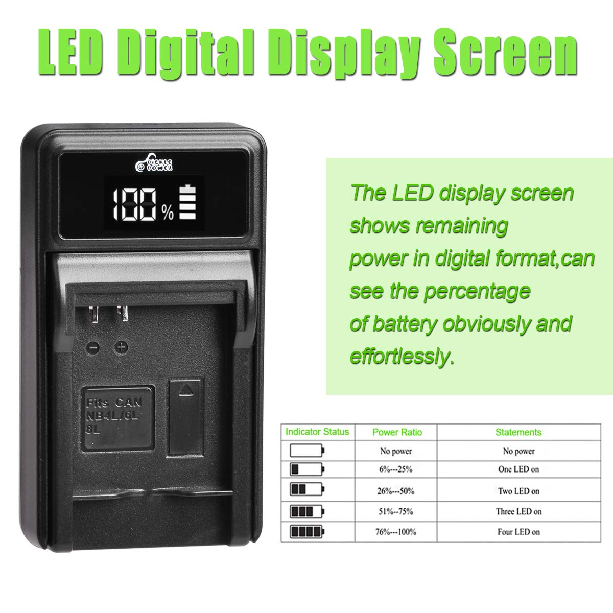 Pickle Power Nb 4L Battery And Led Display Charger For Canon Powershot Elph 100 Hs 300 Hs 330 Hs 310 Hs Sd1000 Sd1100 Is Sd1400