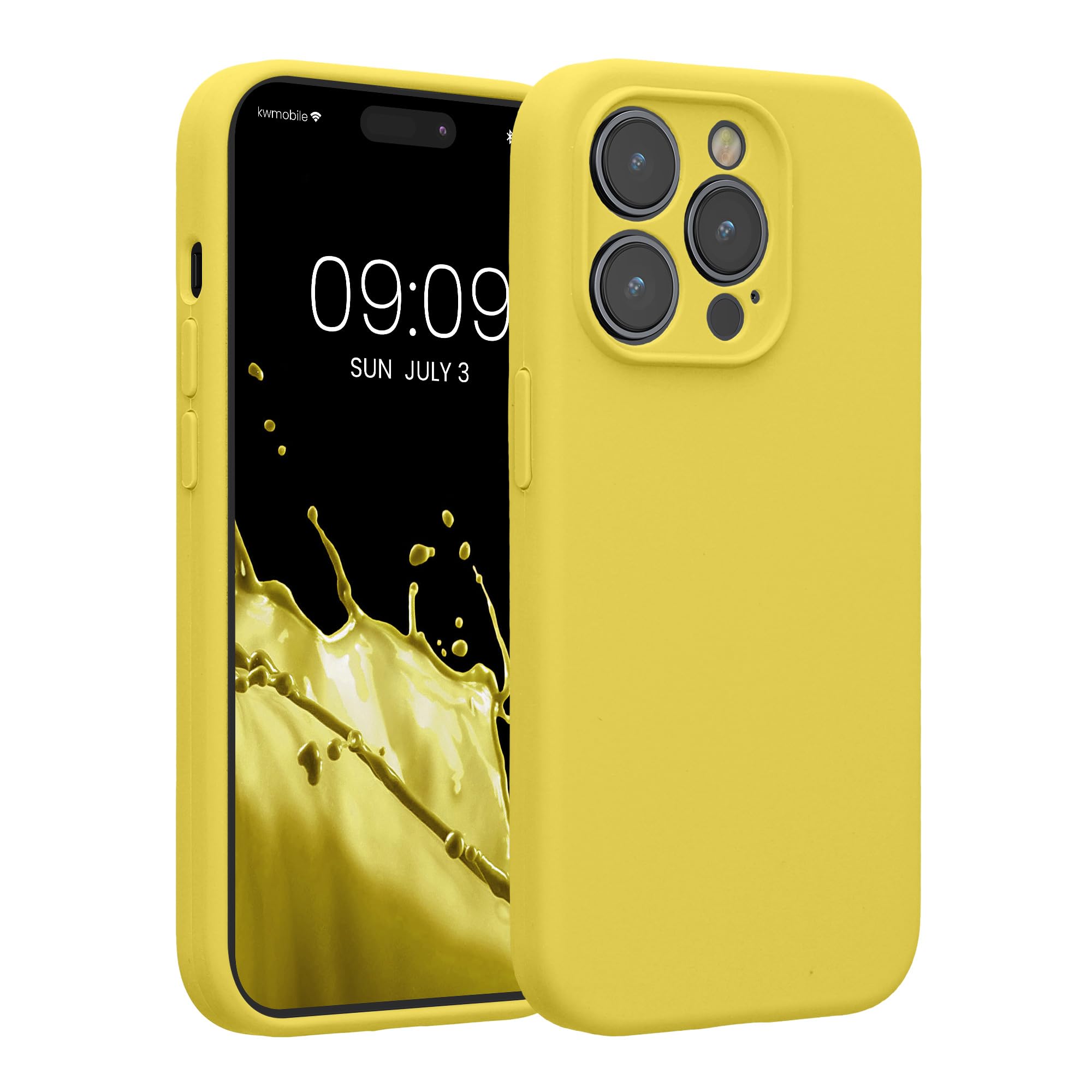 kwmobile Case Compatible with Apple iPhone 14 Pro Case - Slim TPU Silicone Phone Cover - Soft Touch Finish - Lemon Yellow