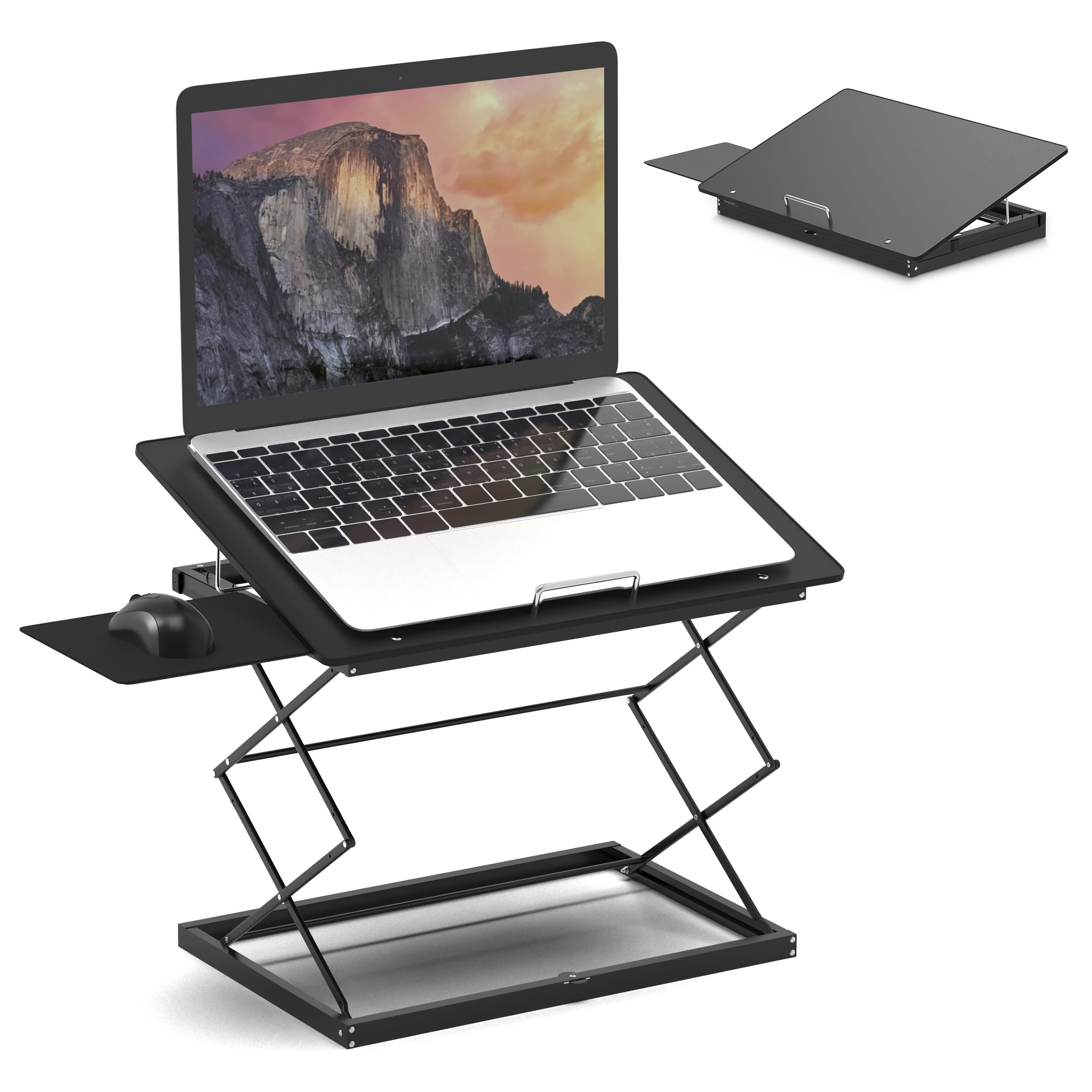 CD4 Adjustable Standing Desk Converter for Laptops - vertical laptop stand for desk adjustable height Table Top Standing Desk Ri
