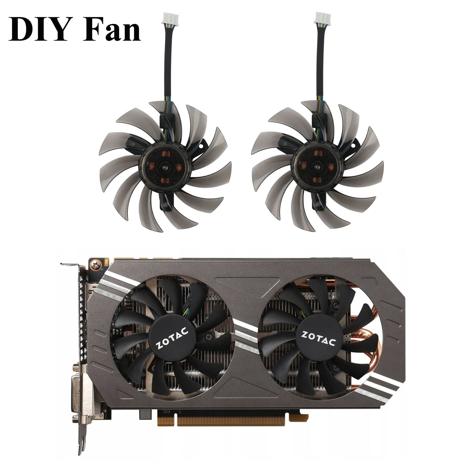 Inrobert 75Mm Ga81S2U Dc 12V 0.38A 4Pin Cooler Fan Video Card Fan Replacement For Zotac Gtx 970 Dual Fan Graphic Card (Diy Fan)