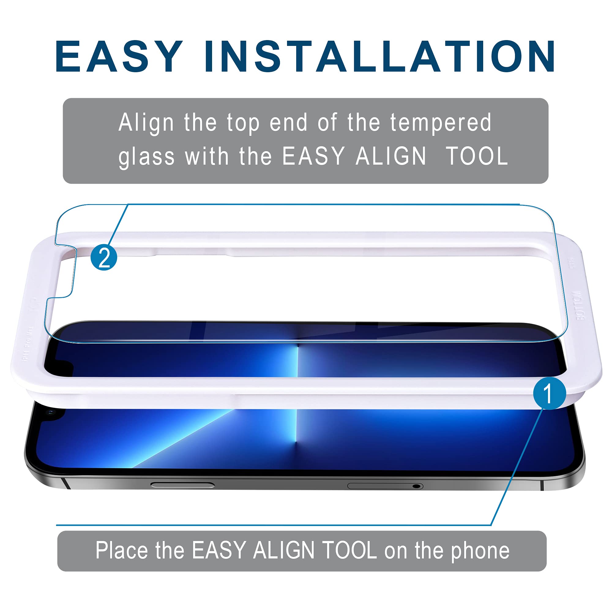 Arae HD Tempered Glass Screen Protector for iPhone 13 Pro Max / 14 Plus, Clear, 6.7 inch, Anti-Scratch, 3 Pack