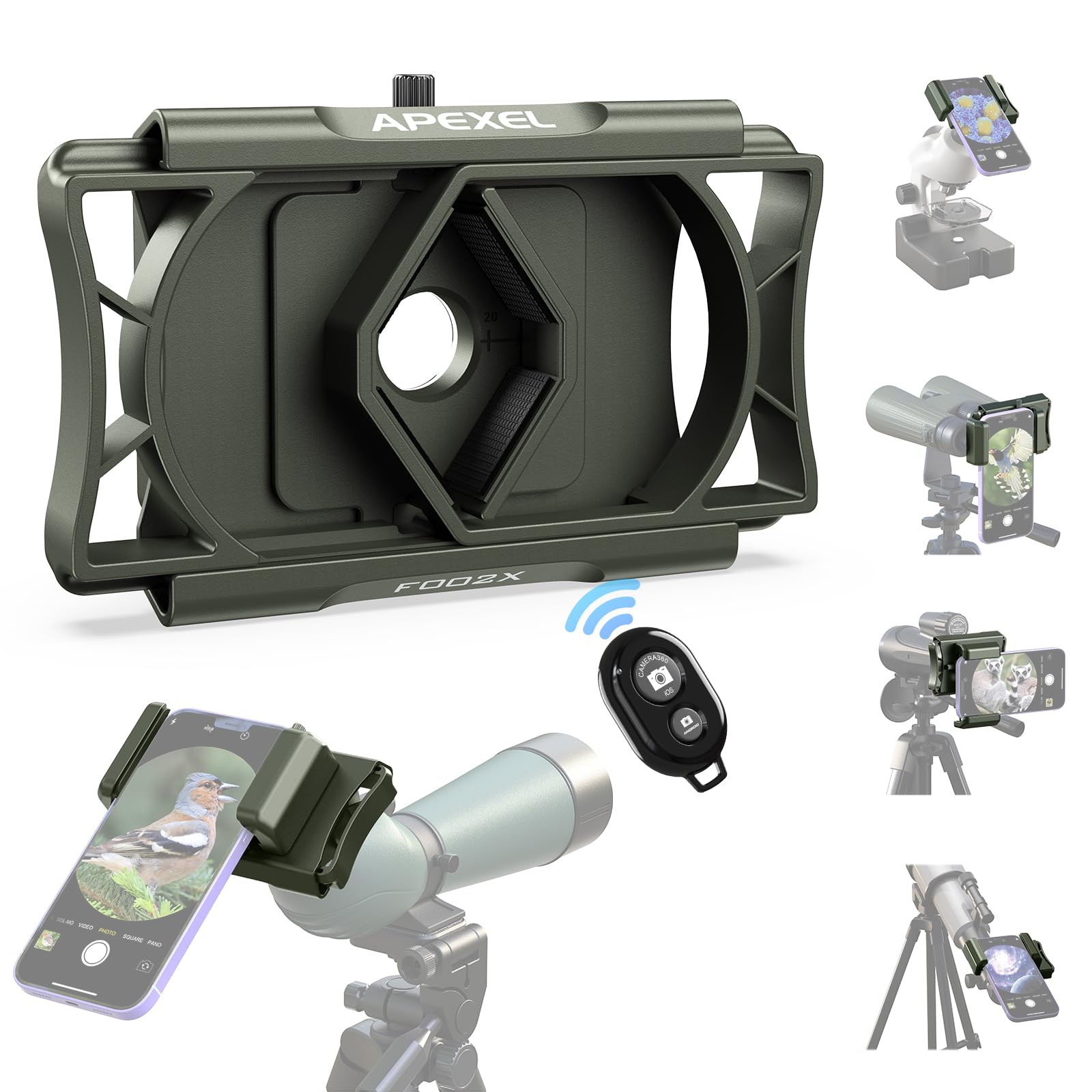 Upgraded Telescope Phone Adapter, Rotatable 360 Binocular Photo Adapter For Android & Iphone,Smartphone Holder Mount For Telesco