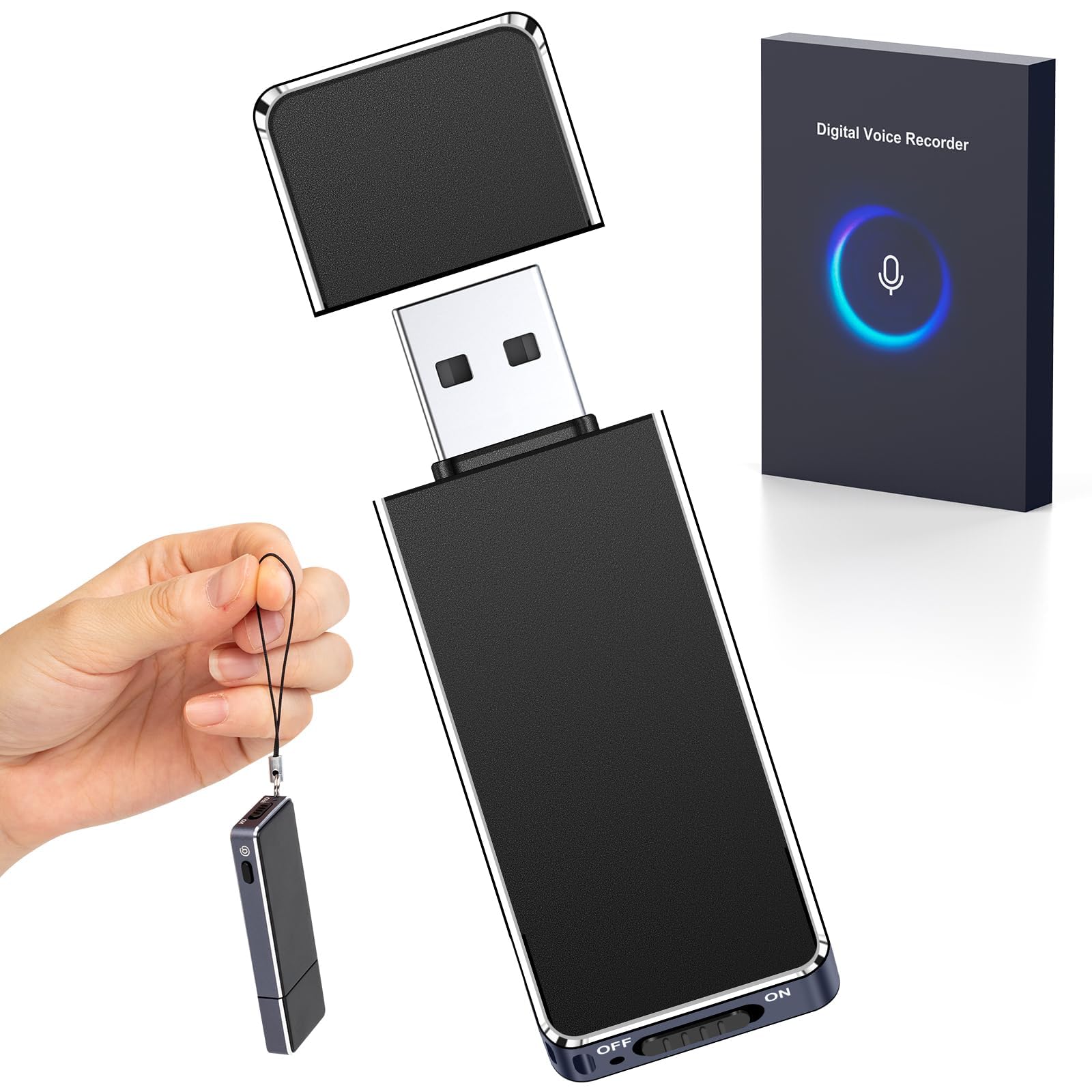 64GB Digital Voice Recorder for Lectures Meetings - EVIDA Intelligent Voice Activated Recorder 512KBPS 288Hrs USB Recording Devi