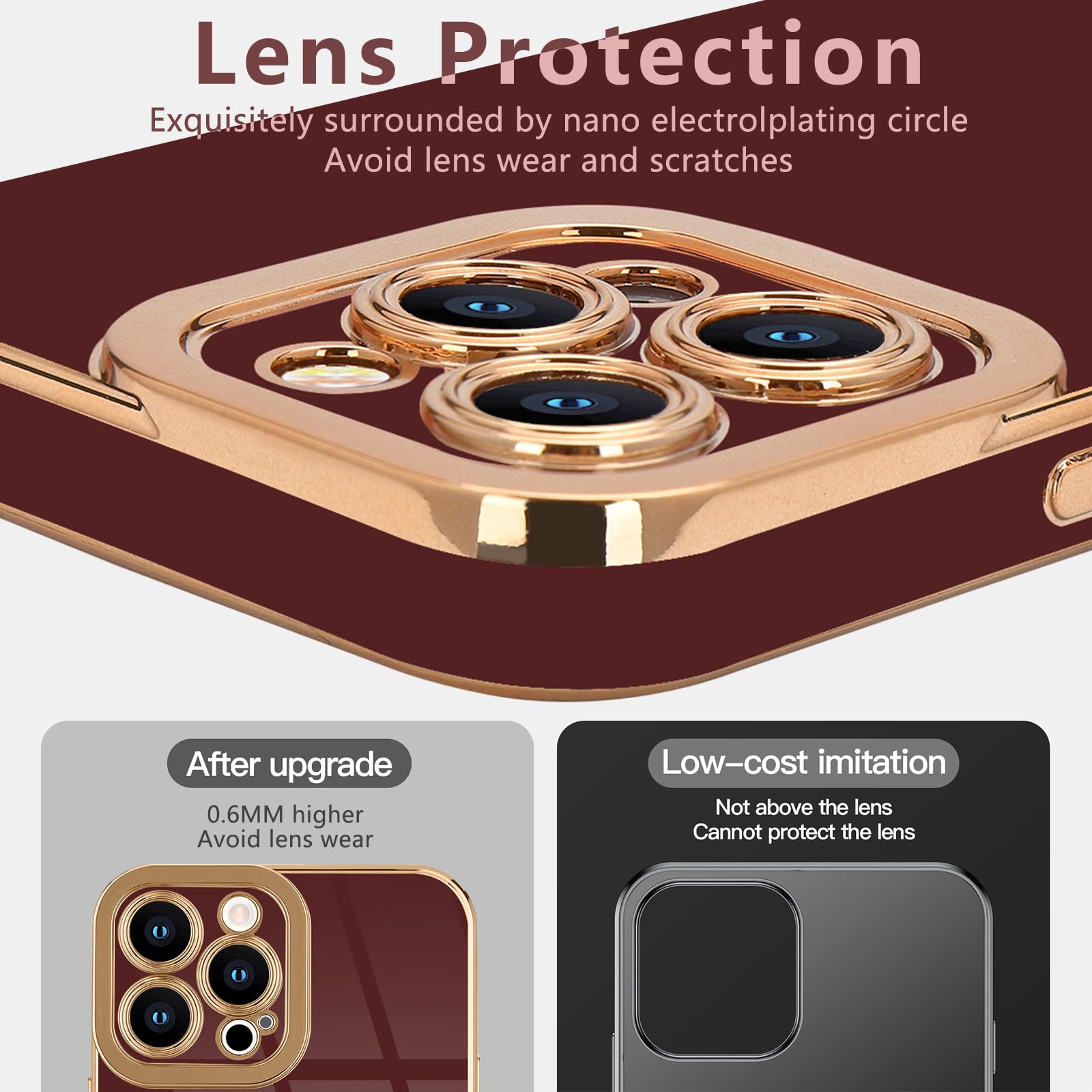 Lafunda Designed For Iphone 12 Pro Max Case Cute, Luxury Plating Case For Women Girls Gold Edge Tpu Bumper Cover With Camera Pro