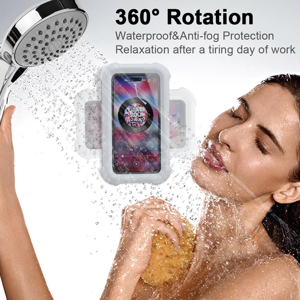 Cymtkbr Shower Phone Holder Waterproof,480 Rotating Wall Phone Holder Mount With Hd Touch Screen Guardian Phone Up To 7 Inch For