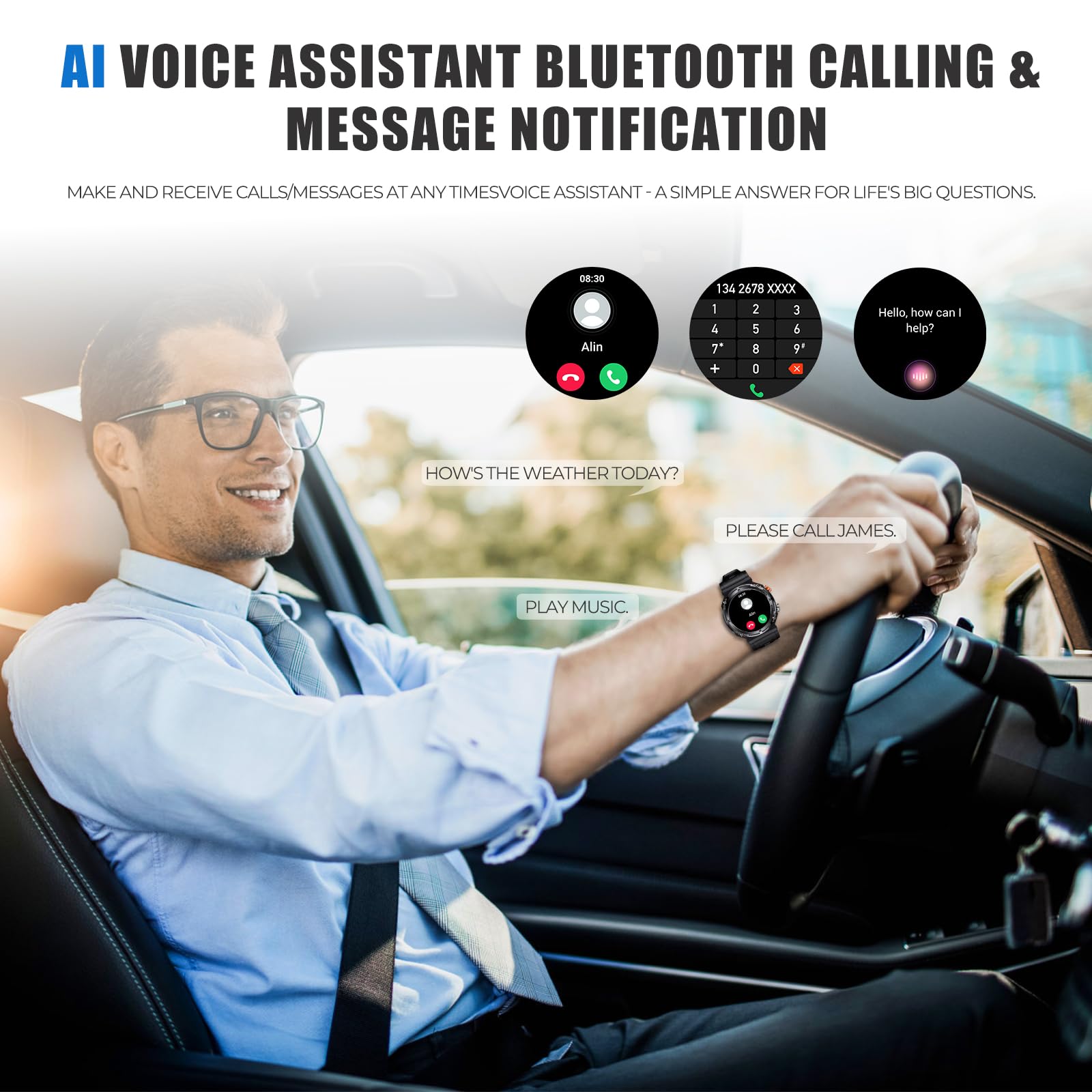 Viran Military Smart Watches For Men, 5Atm Waterproof Rugged Smart Watch With Bluetooth Call (Answer/Dial Call), Outdoor Fitness