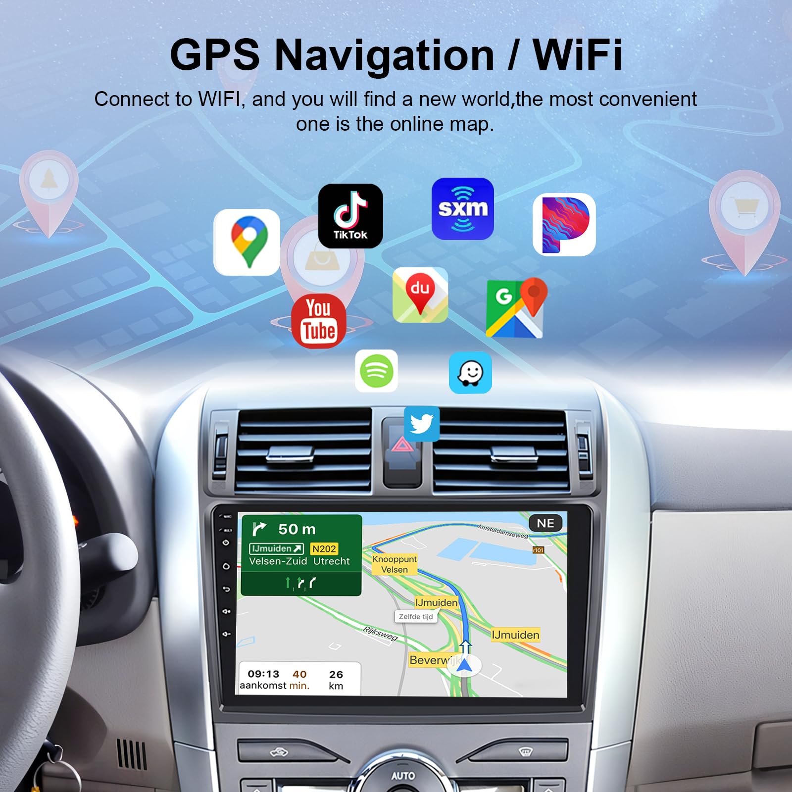 2G 64G Car Radio Stereo For Toyota Corolla 2009 2013, Rimoody Android 13 Wireless Carplay And Android Auto 9 Touch Screen Blueto