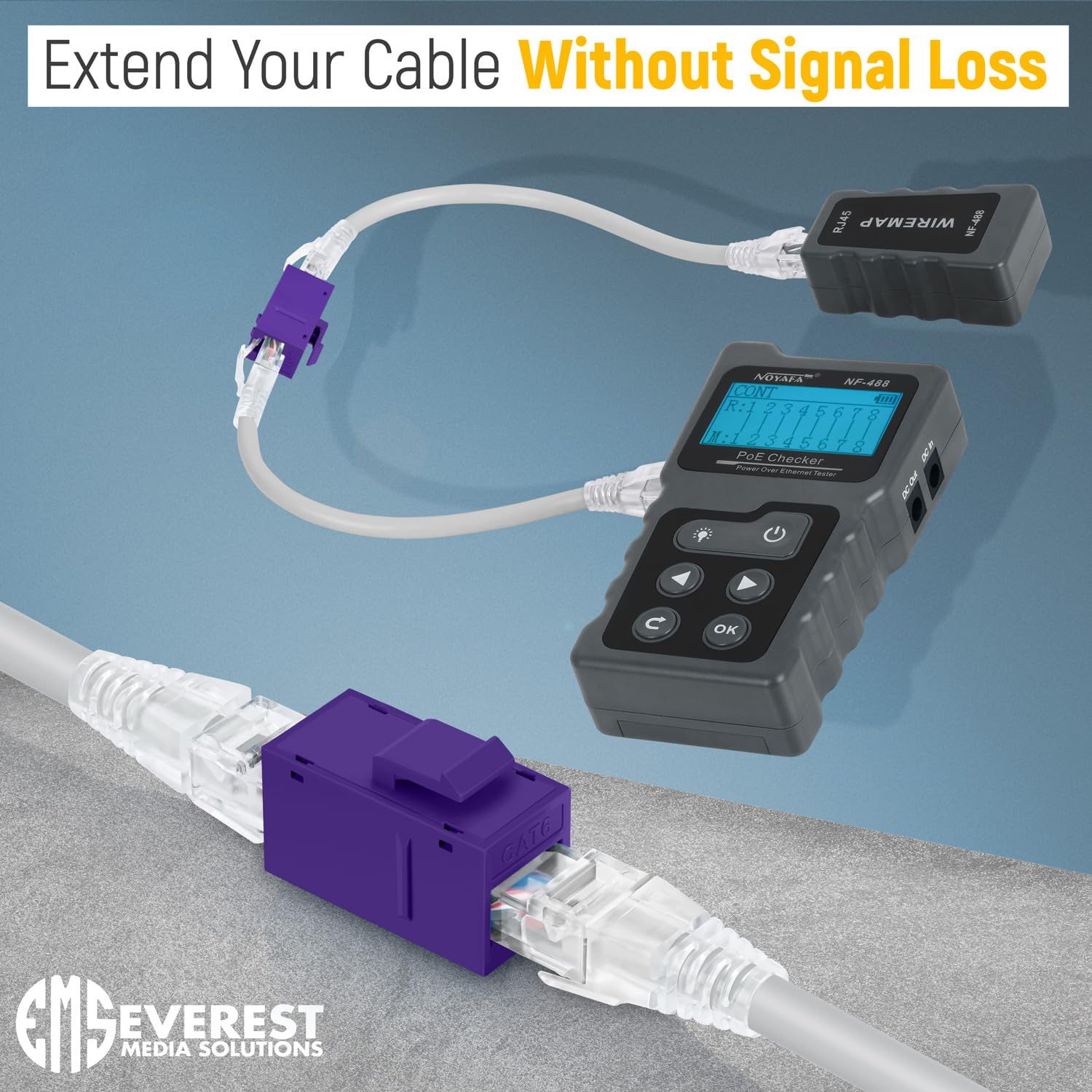 Everest Media Solutions Rj45 Cat6 Keystone Coupler In Purple   6 Pack   Female To Female Ethernet Keystone Jack For Standard Wal